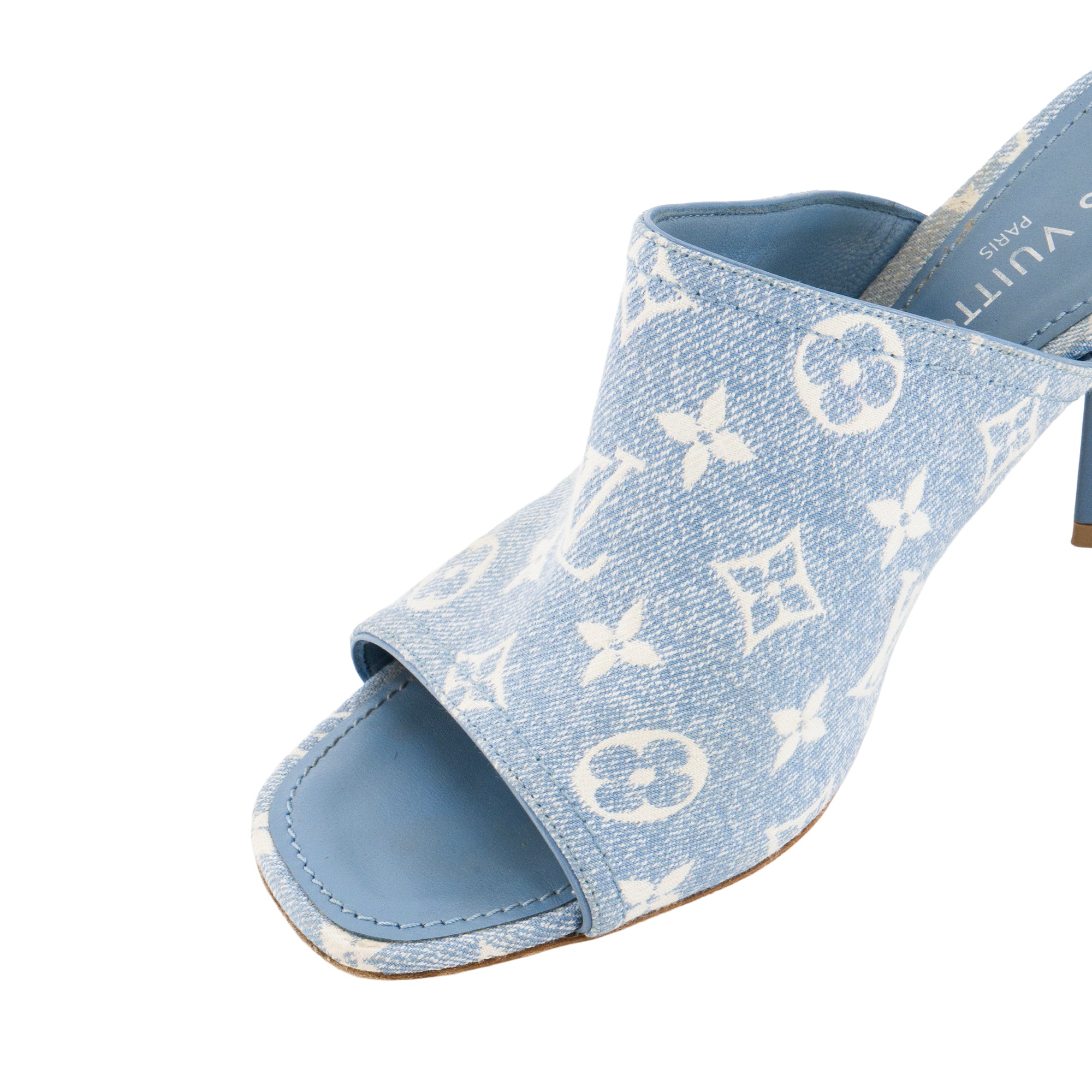 LOUIS VUITTON - Sandales à talons Silhouette Louis Vuitton en toile denim monogrammée bleu (T41)