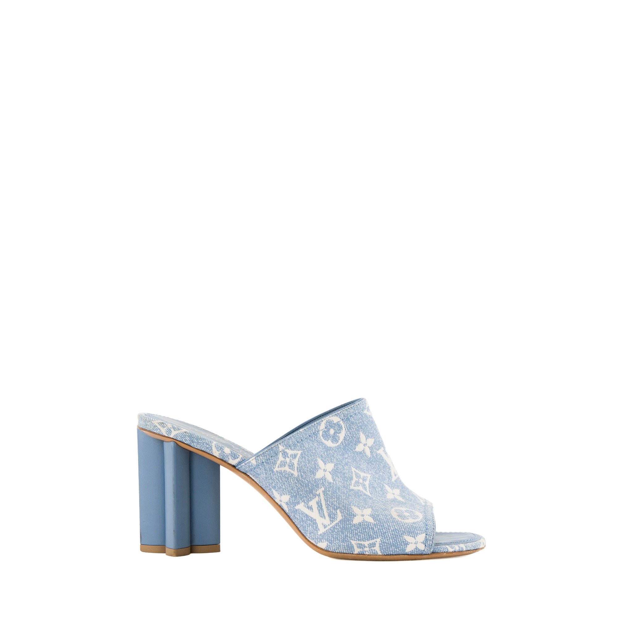 LOUIS VUITTON - Sandales à talons Silhouette Louis Vuitton en toile denim monogrammée bleu (T41)