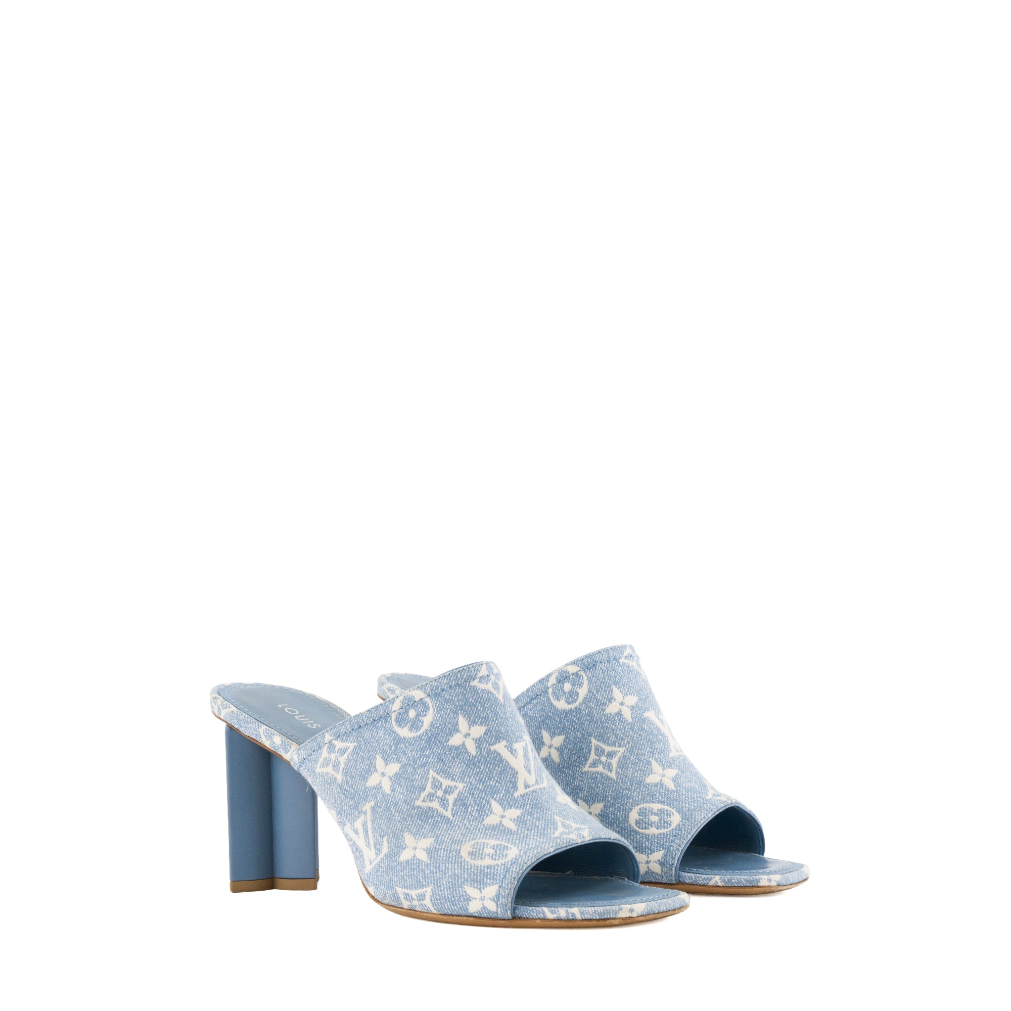 LOUIS VUITTON - Sandales à talons Silhouette Louis Vuitton en toile denim monogrammée bleu (T41)
