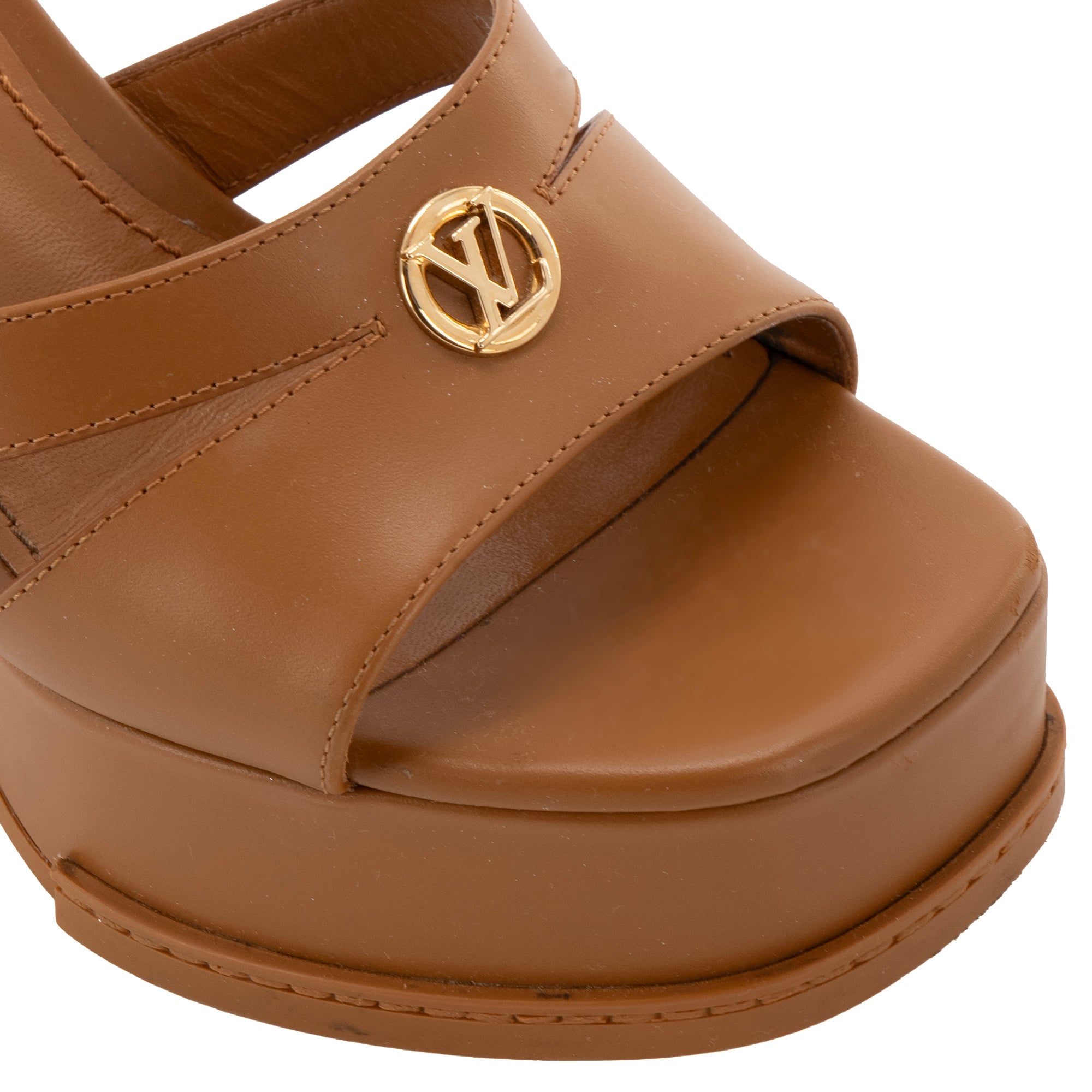 LOUIS VUITTON - Sandales Maya Louis Vuitton en cuir marron (T37)