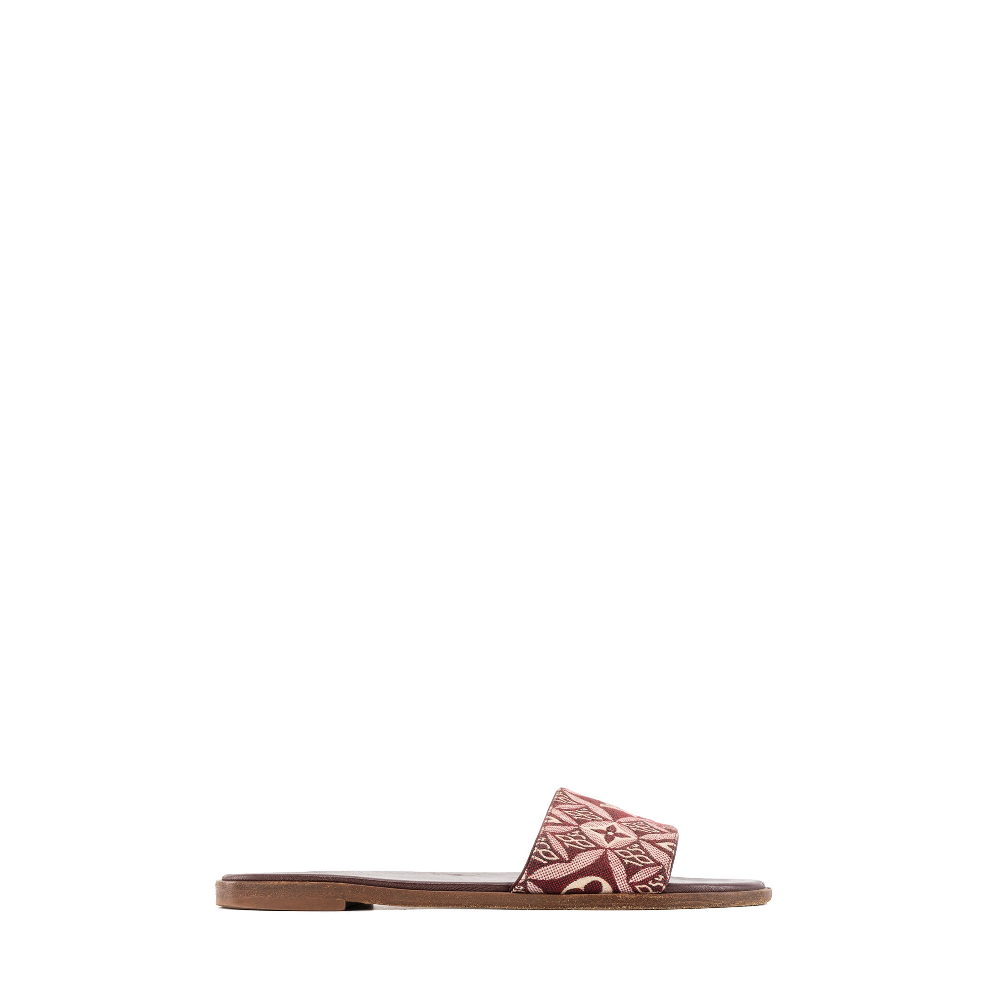 LOUIS VUITTON - Sandales plates Louis Vuitton en toile bordeaux (T37,5)