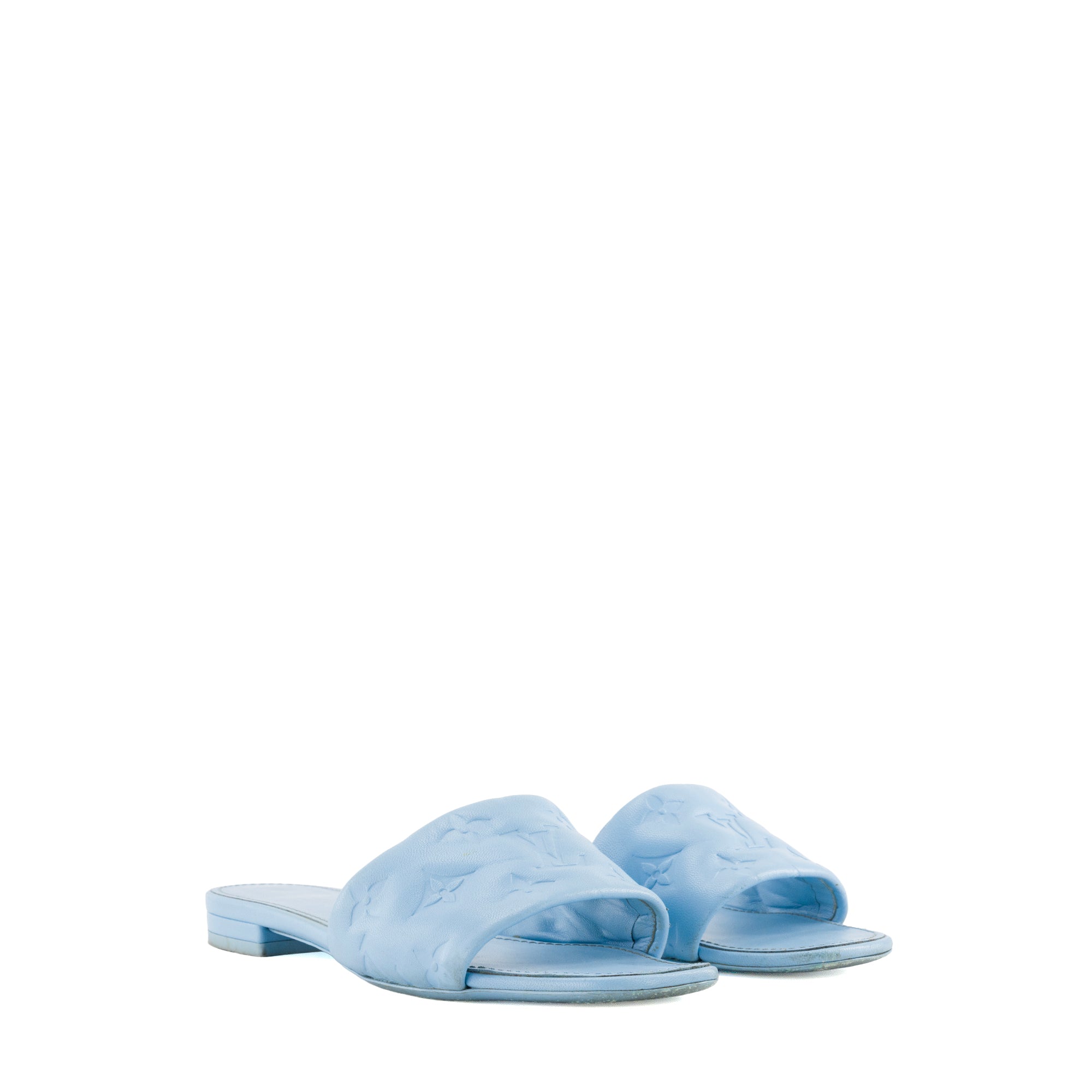 LOUIS VUITTON - Sandales Revival Louis Vuitton en cuir empreinte bleu (T36)