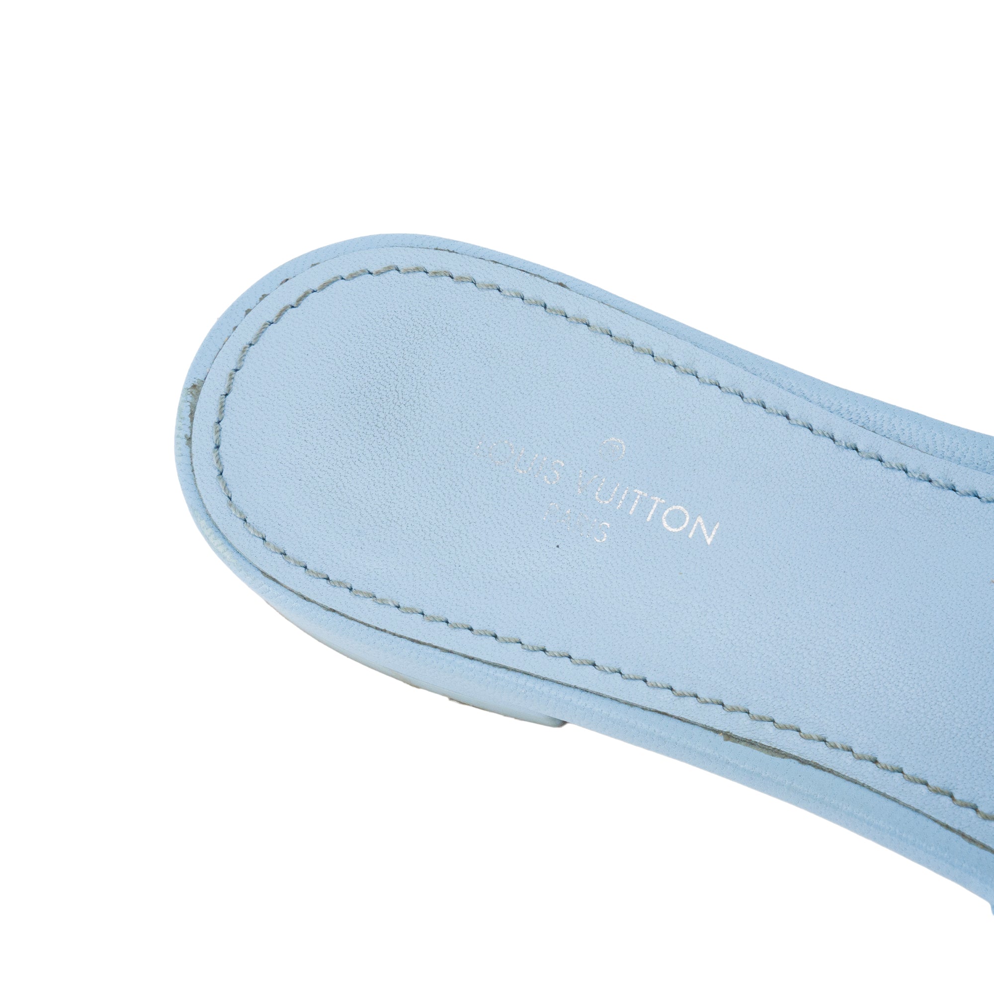 LOUIS VUITTON - Sandales Revival Louis Vuitton en cuir empreinte bleu (T36)