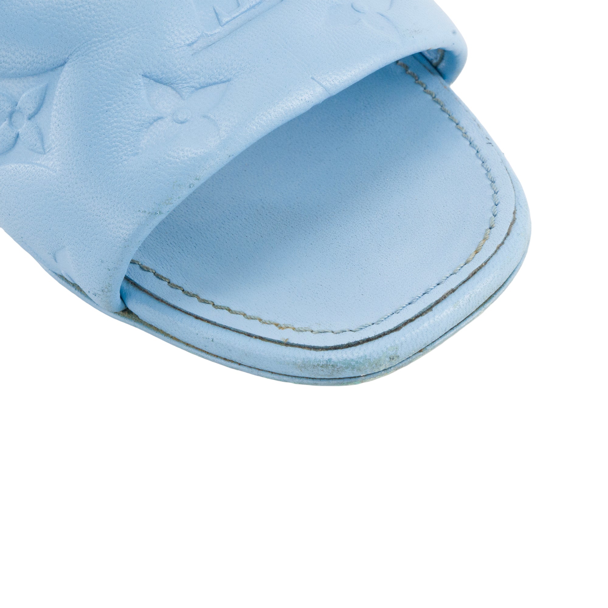 LOUIS VUITTON - Sandales Revival Louis Vuitton en cuir empreinte bleu (T36)
