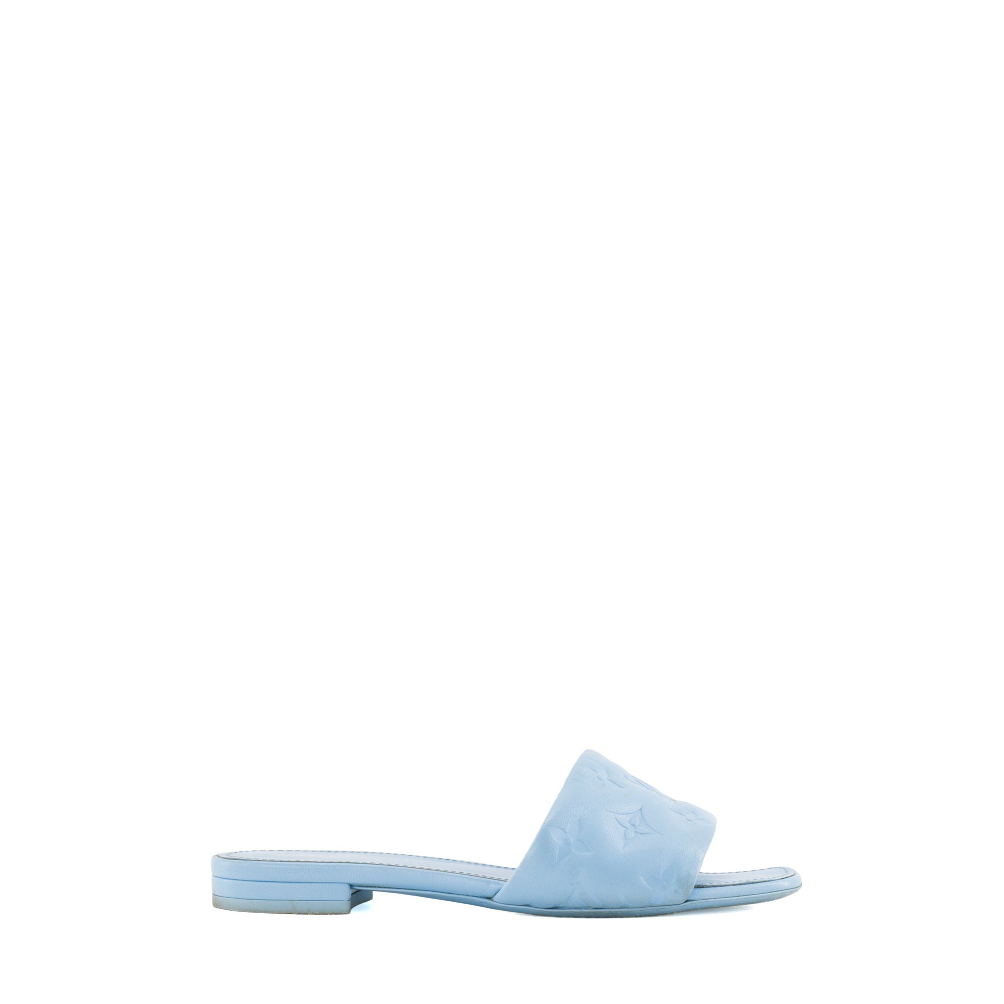 LOUIS VUITTON - Sandales Revival Louis Vuitton en cuir empreinte bleu (T36)