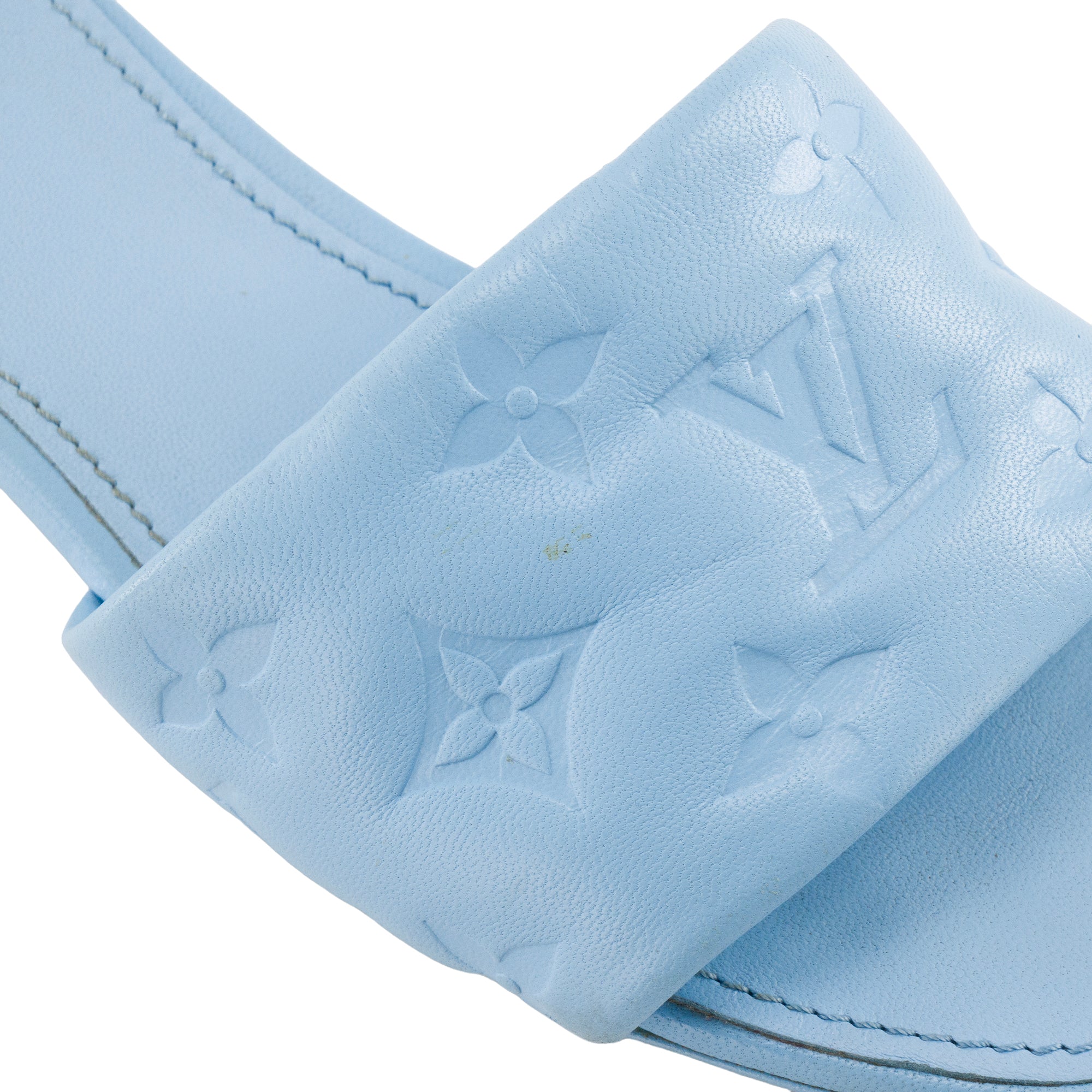 LOUIS VUITTON - Sandales Revival Louis Vuitton en cuir empreinte bleu (T36)