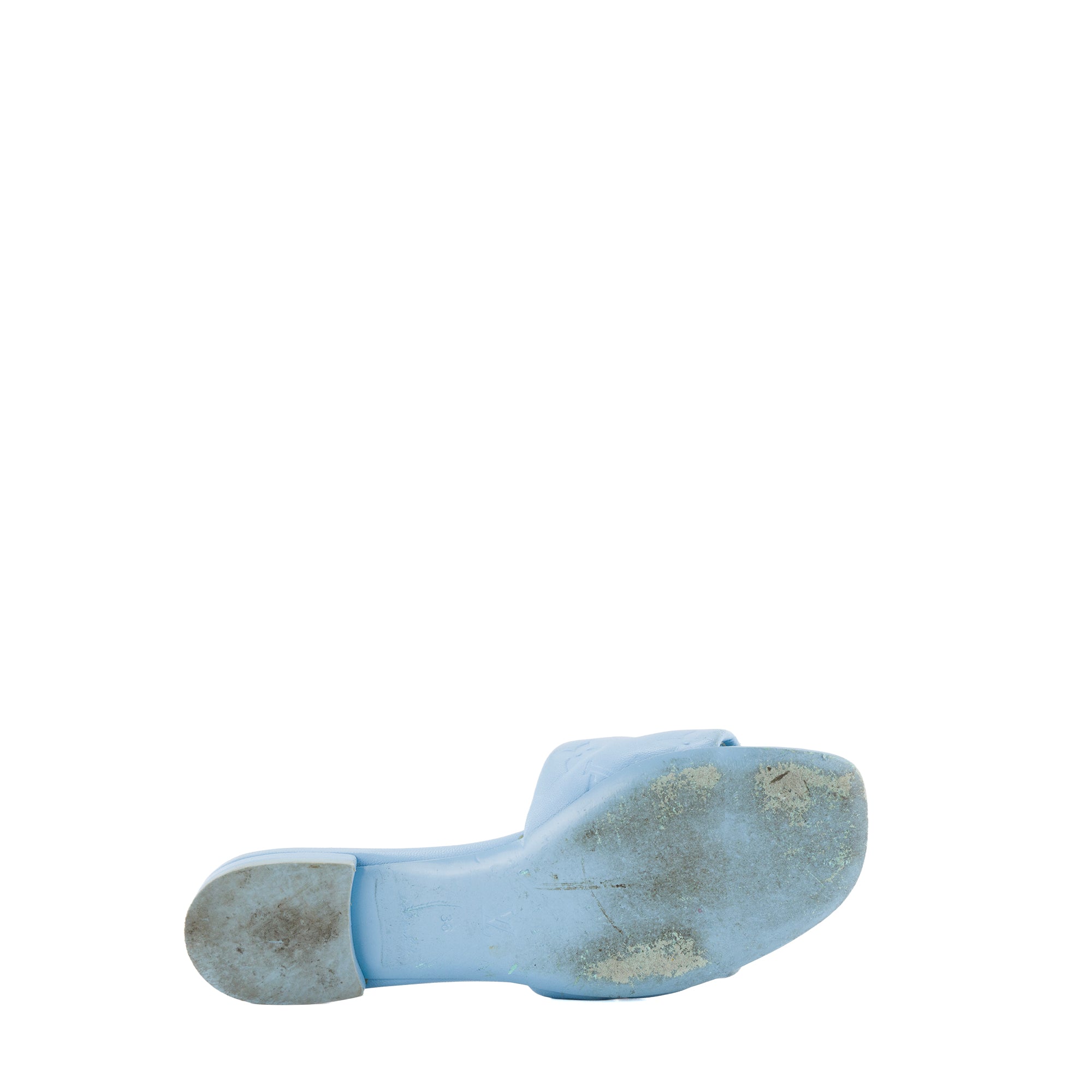 LOUIS VUITTON - Sandales Revival Louis Vuitton en cuir empreinte bleu (T36)