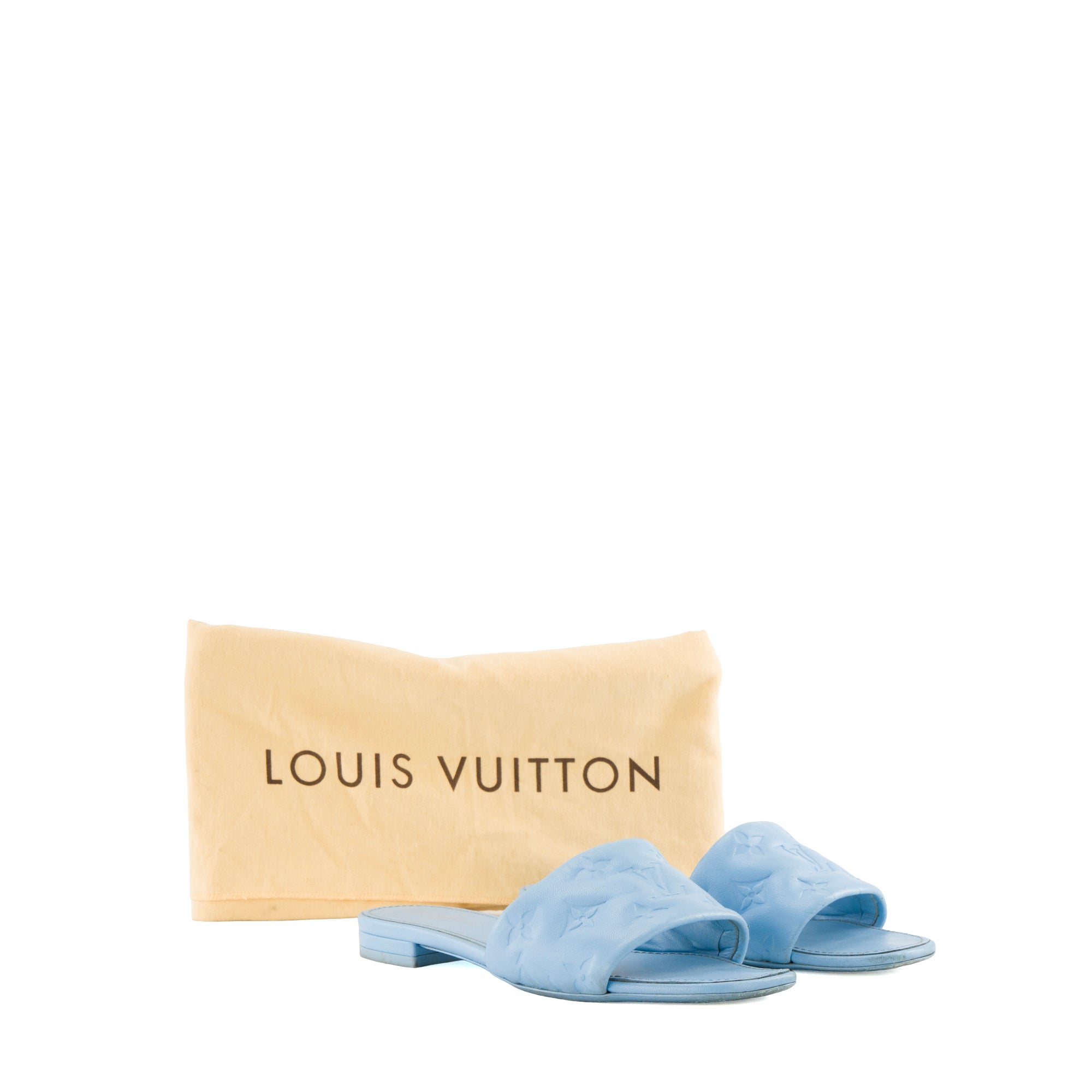 LOUIS VUITTON - Sandales Revival Louis Vuitton en cuir empreinte bleu (T36)