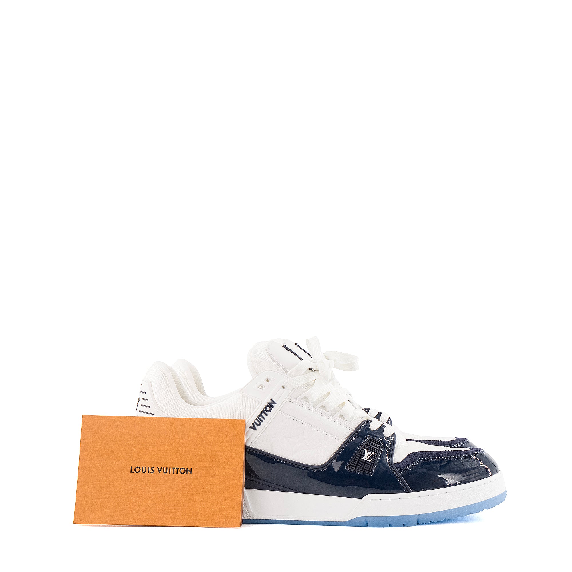 LOUIS VUITTON - Sneakers LV Trainers Louis Vuitton en cuir bleu et blanc (T46,5)