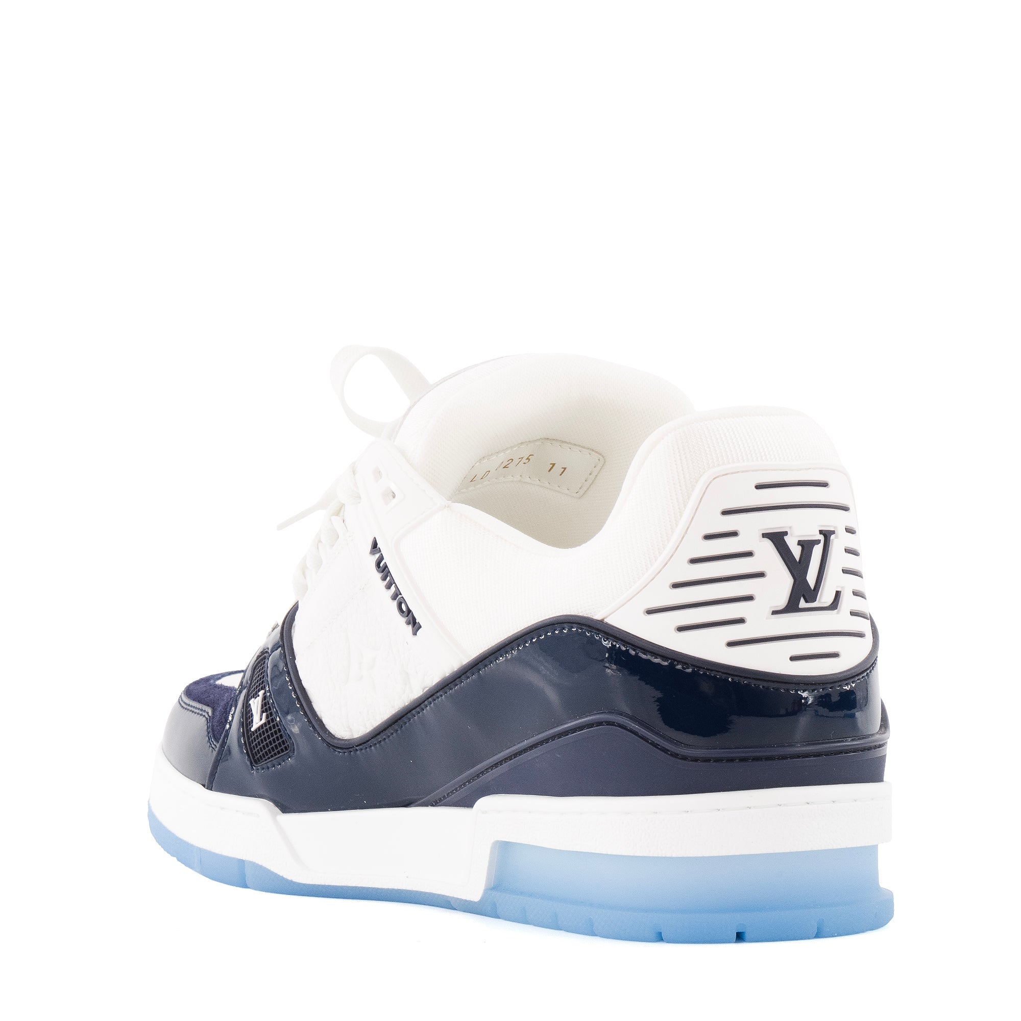 LOUIS VUITTON - Sneakers LV Trainers Louis Vuitton en cuir bleu et blanc (T46,5)