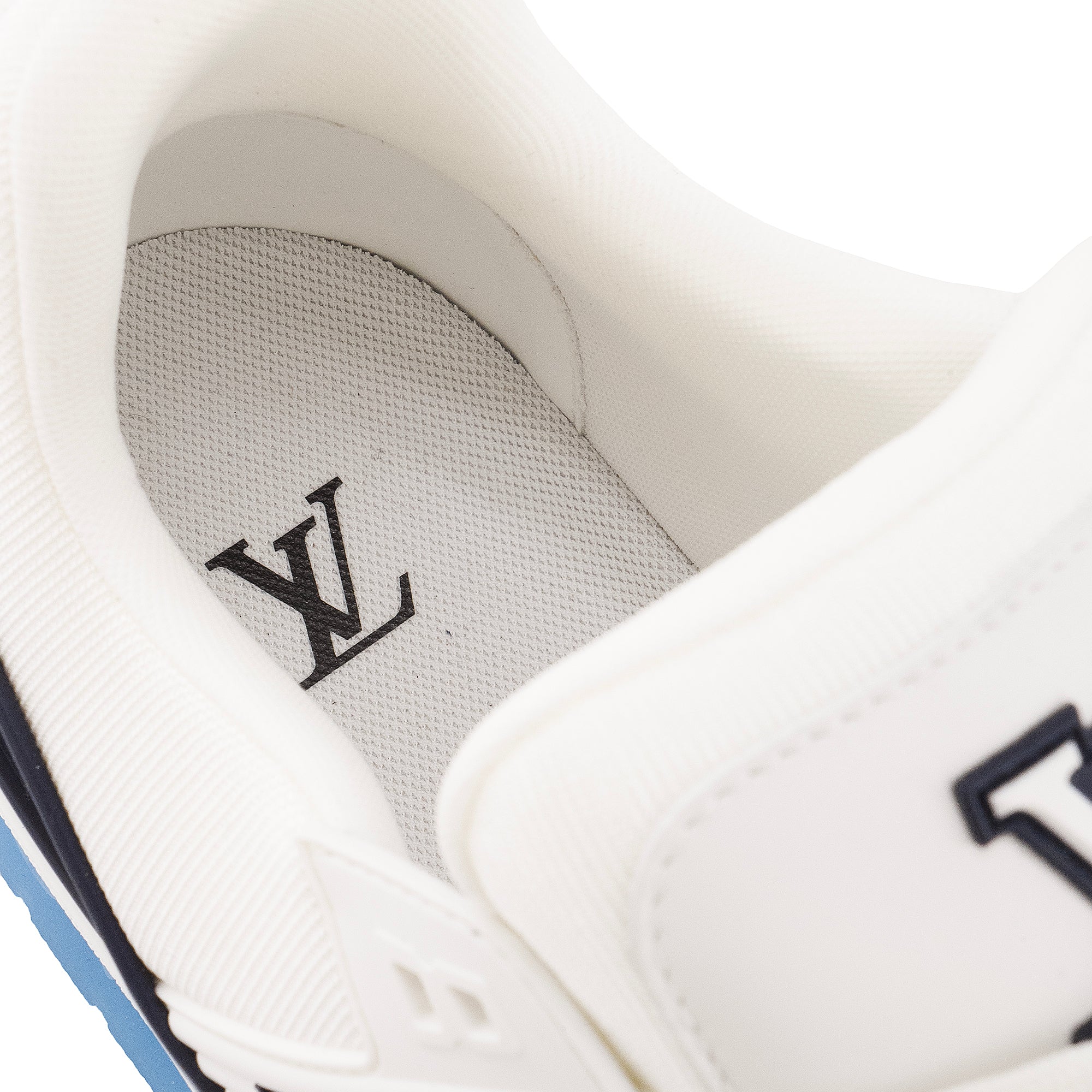 LOUIS VUITTON - Sneakers LV Trainers Louis Vuitton en cuir bleu et blanc (T46,5)