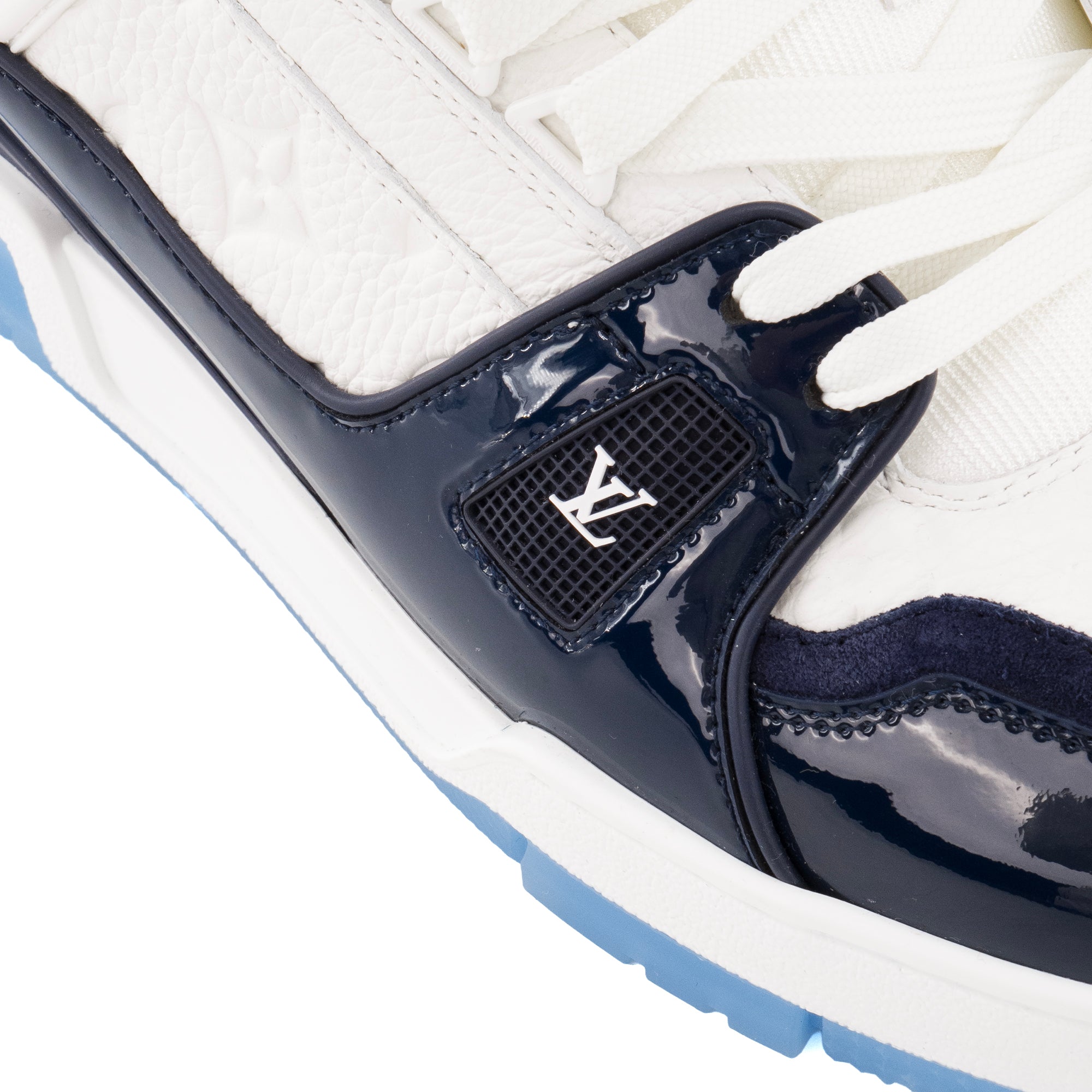 LOUIS VUITTON - Sneakers LV Trainers Louis Vuitton en cuir bleu et blanc (T46,5)