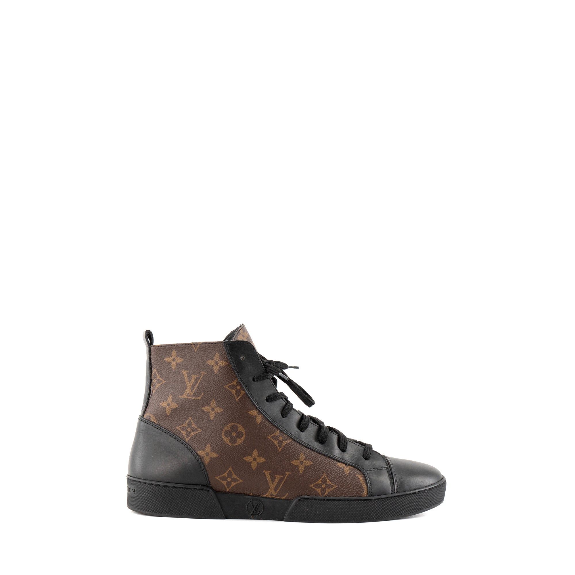 LOUIS VUITTON - Sneakers Match-Up Louis Vuitton en toile enduite monogrammée et cuir lisse noir (T41,5)
