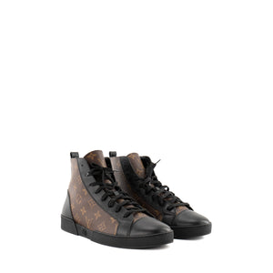 LOUIS VUITTON - Sneakers Match-Up Louis Vuitton en toile enduite monogrammée et cuir lisse noir (T41,5)