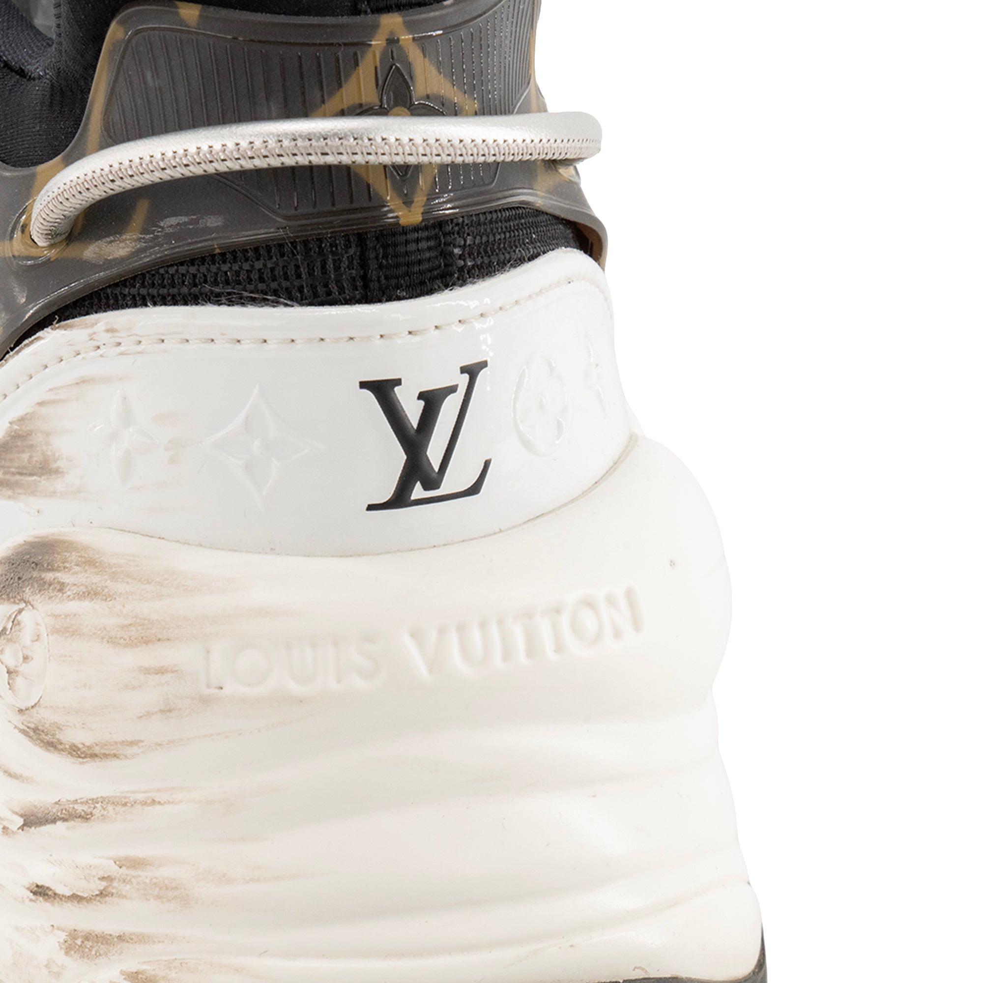 LOUIS VUITTON - Louis Vuitton Run 55 sneakers in navy blue and brown canvas (Size 38)