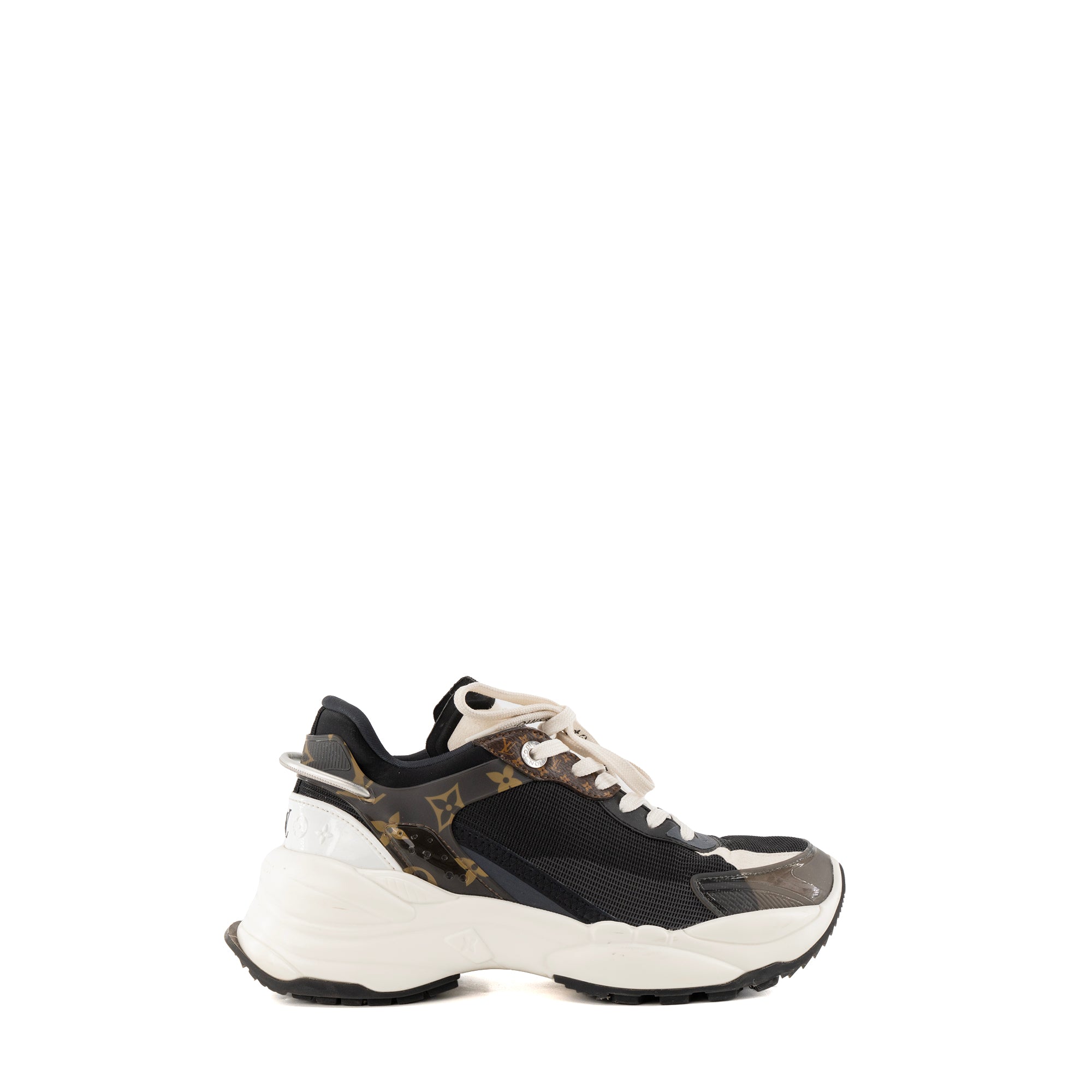 LOUIS VUITTON - Louis Vuitton Run 55 sneakers in navy blue and brown canvas (Size 38)