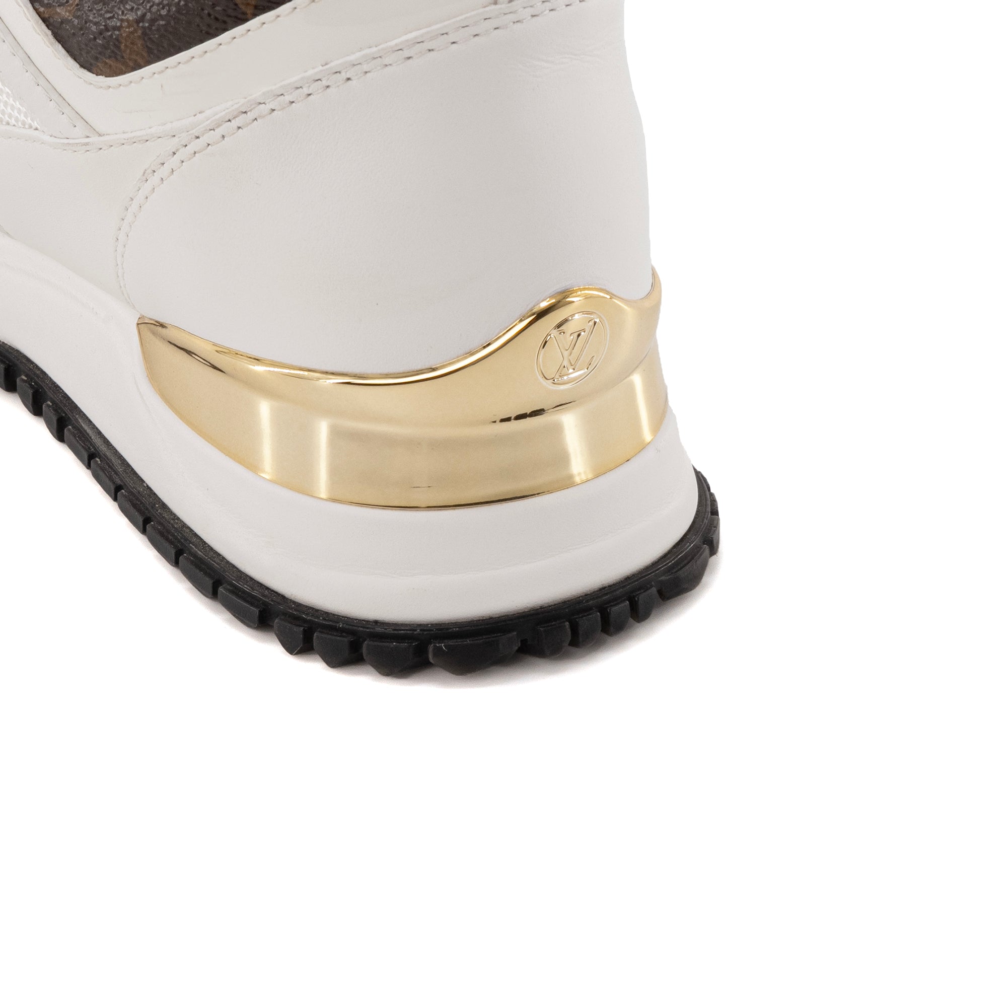 LOUIS VUITTON - Sneakers Run Away Louis Vuitton en toile enduite marron et cuir blanc (T37)