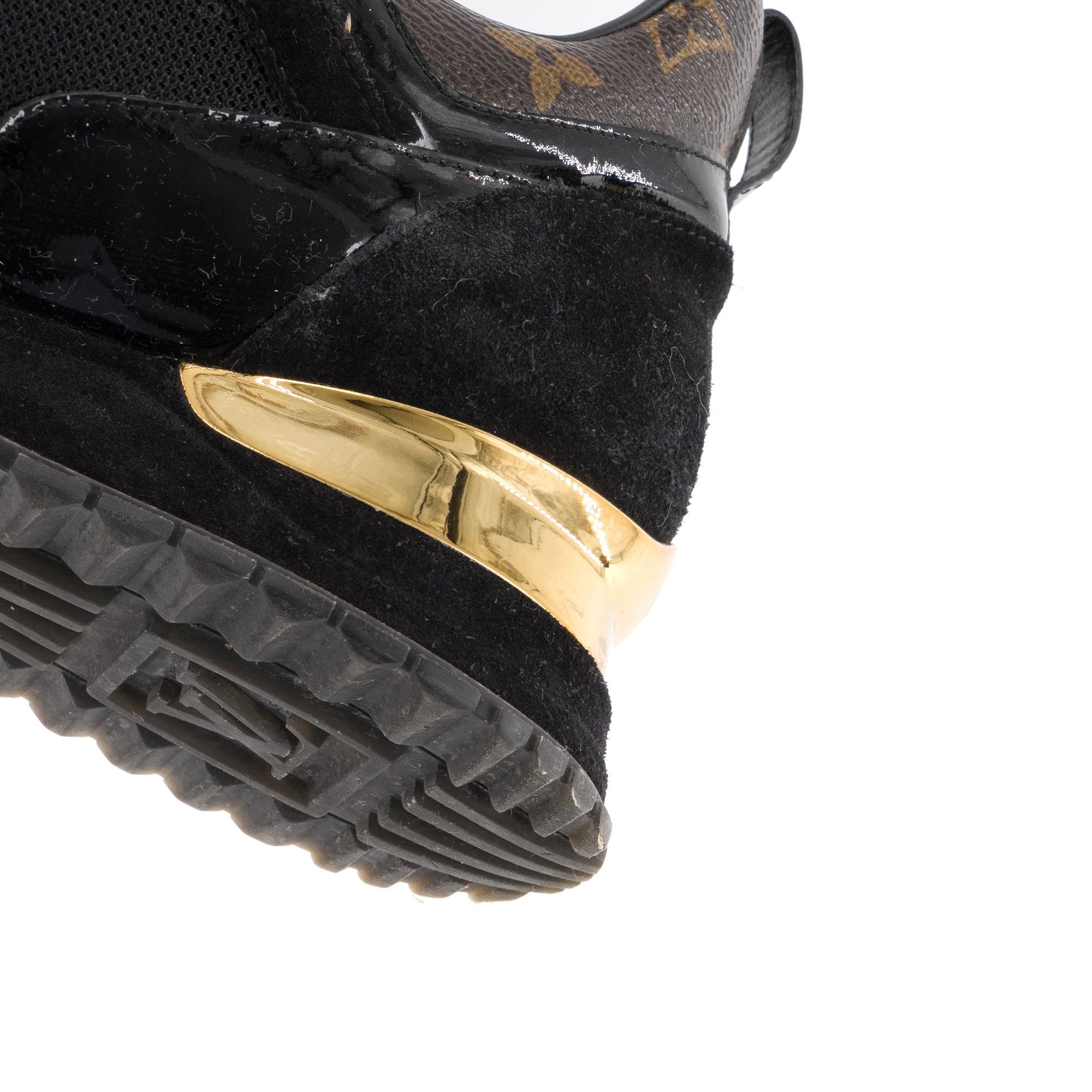 LOUIS VUITTON - Sneakers Run Away Louis Vuitton en toile enduite marron et cuir noir (T40)