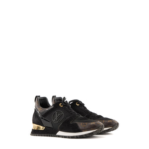 LOUIS VUITTON - Sneakers Run Away Louis Vuitton en toile enduite marron et cuir noir (T40)