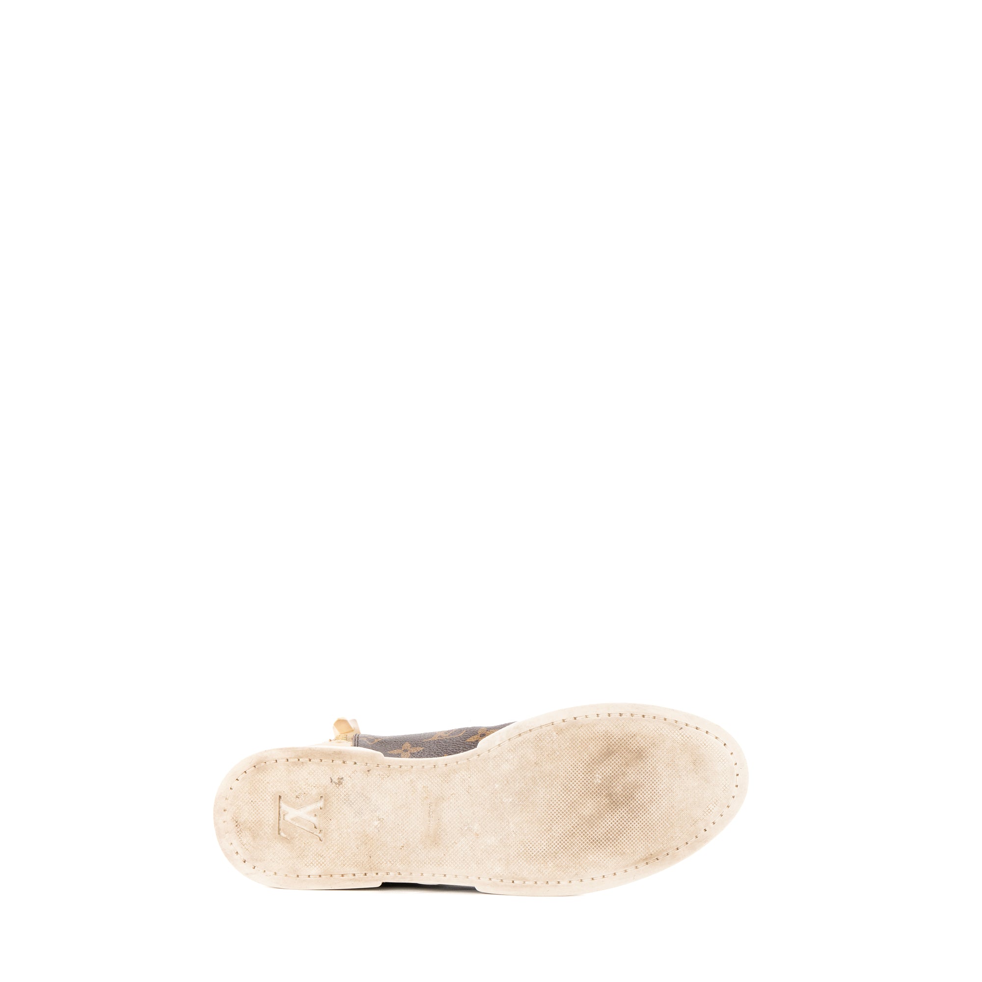 LOUIS VUITTON - Sneakers Stellar Louis Vuitton en toile enduite monogrammée et cuir métallisé doré (37,5)
