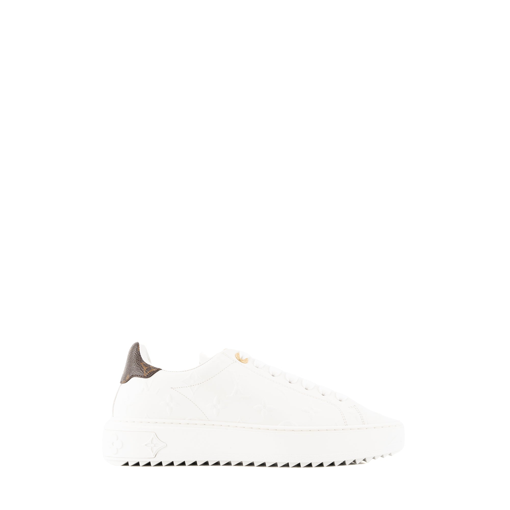 LOUIS VUITTON - Sneakers Time Out Louis Vuitton en cuir monogrammé blanc (T36,5)