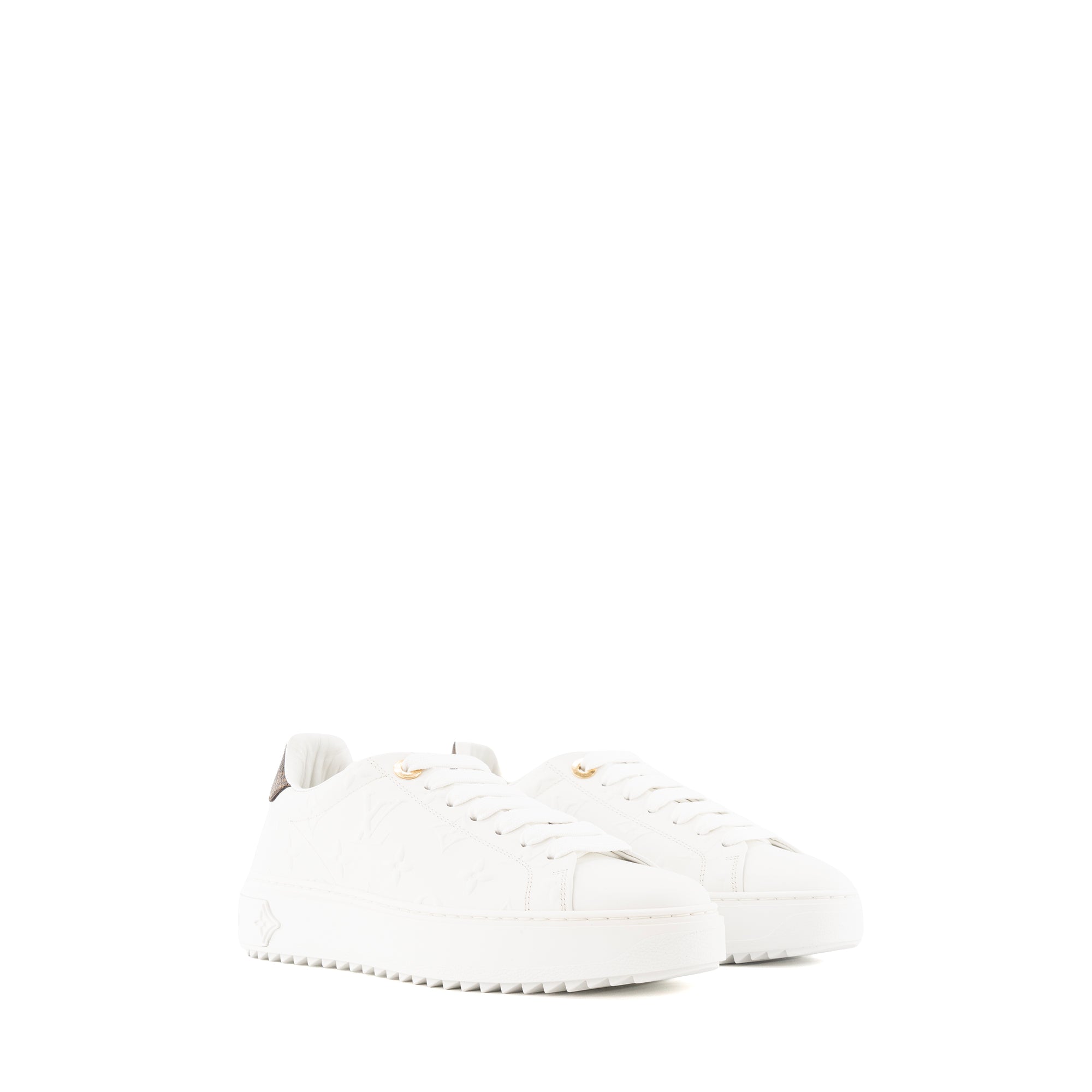 LOUIS VUITTON - Sneakers Time Out Louis Vuitton en cuir monogrammé blanc (T36,5)