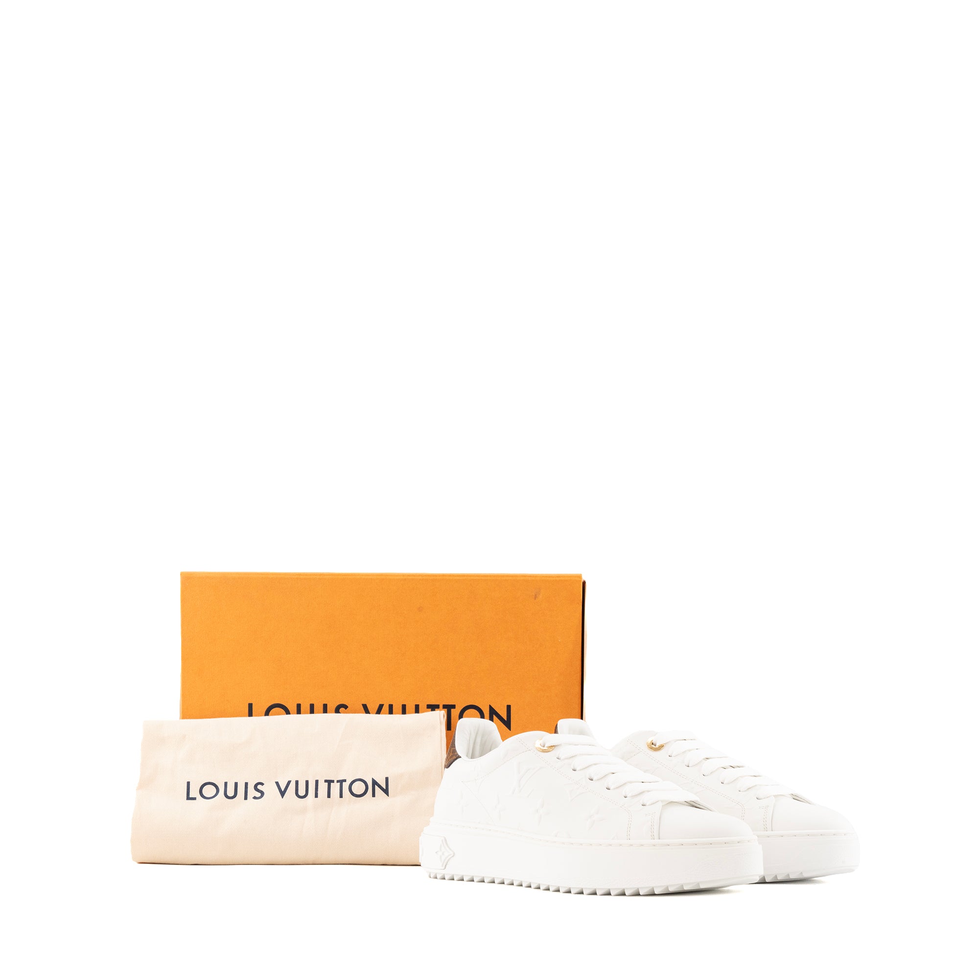 LOUIS VUITTON - Sneakers Time Out Louis Vuitton en cuir monogrammé blanc (T36,5)
