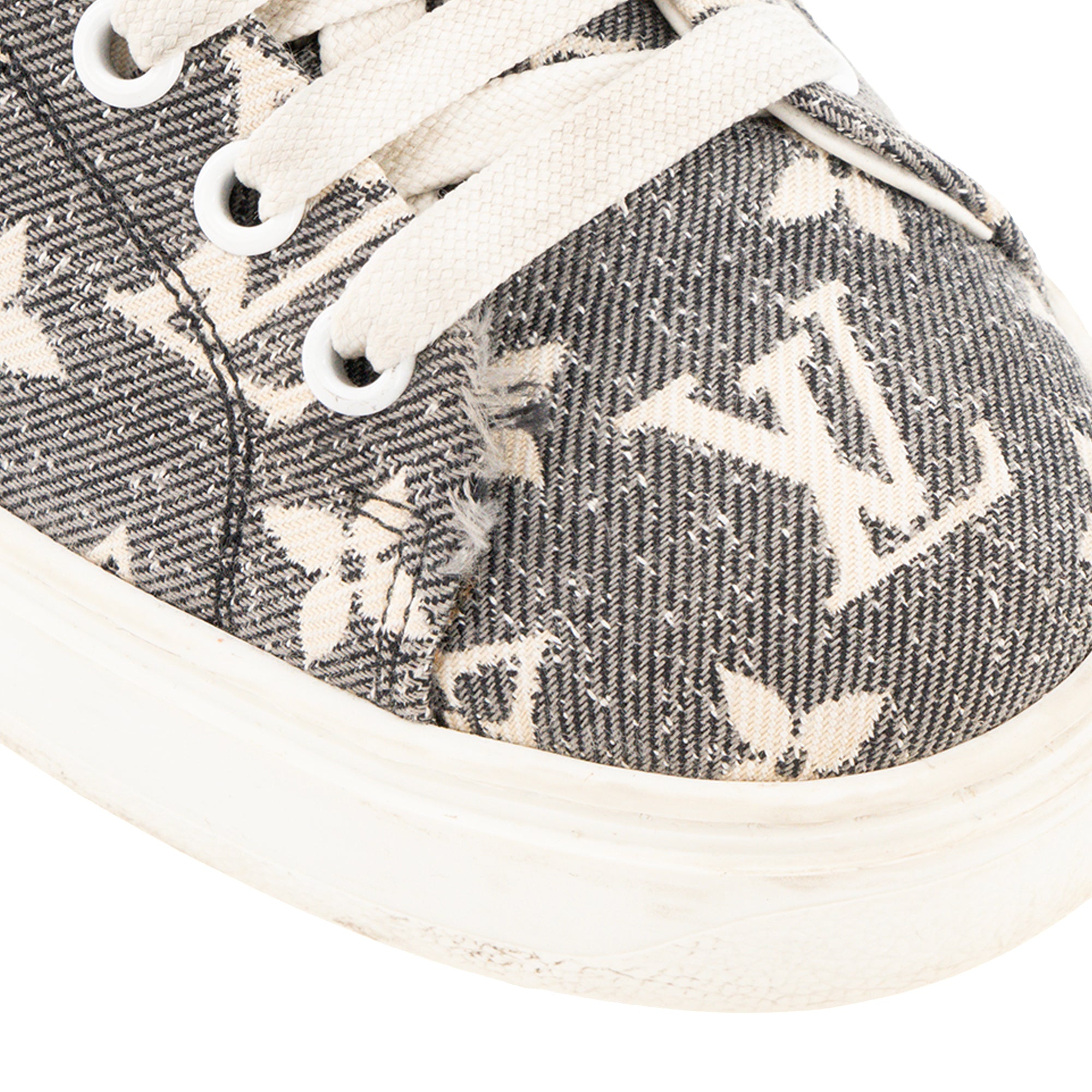 LOUIS VUITTON - Sneakers Time Out Louis Vuitton en denim monogrammé gris et beige (T37)
