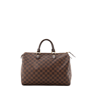 LOUIS VUITTON - Sac à main Speedy 35 Louis Vuitton en toile enduite damier ébène