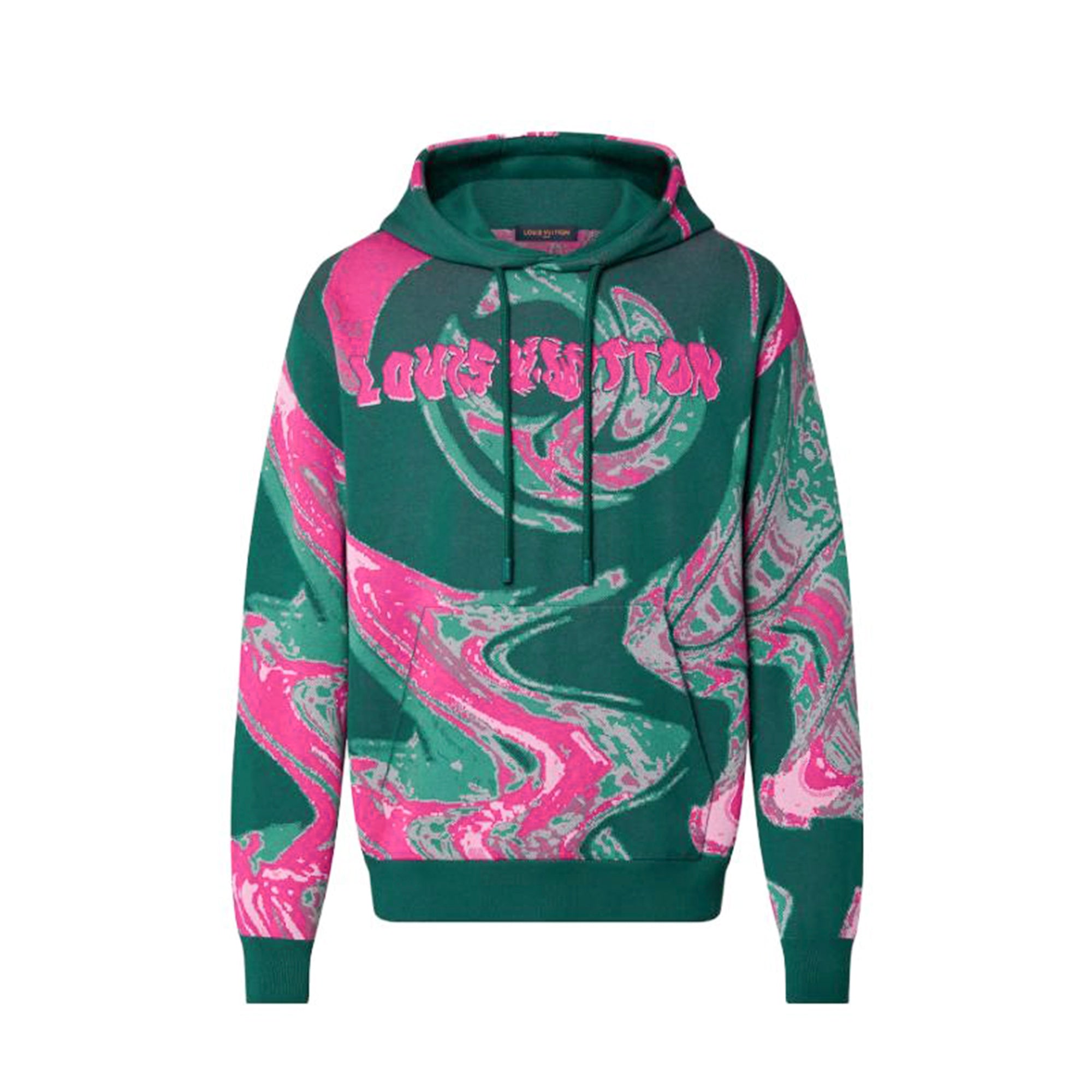 LOUIS VUITTON - Sweat à capuche Louis Vuitton en coton rose et vert (XL)