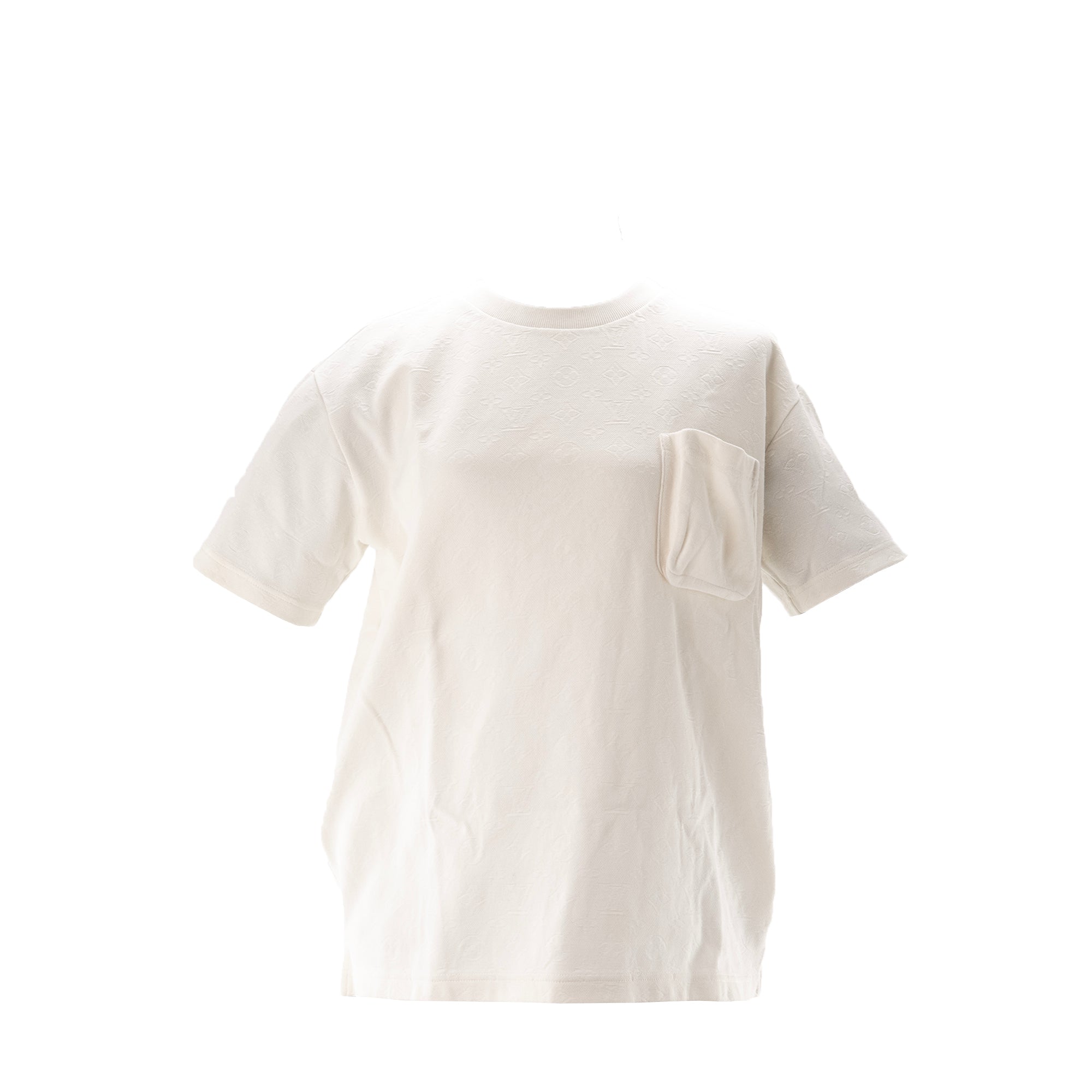 LOUIS VUITTON - Tee-shirt manches courtes Louis Vuitton en coton monogrammé blanc (M)