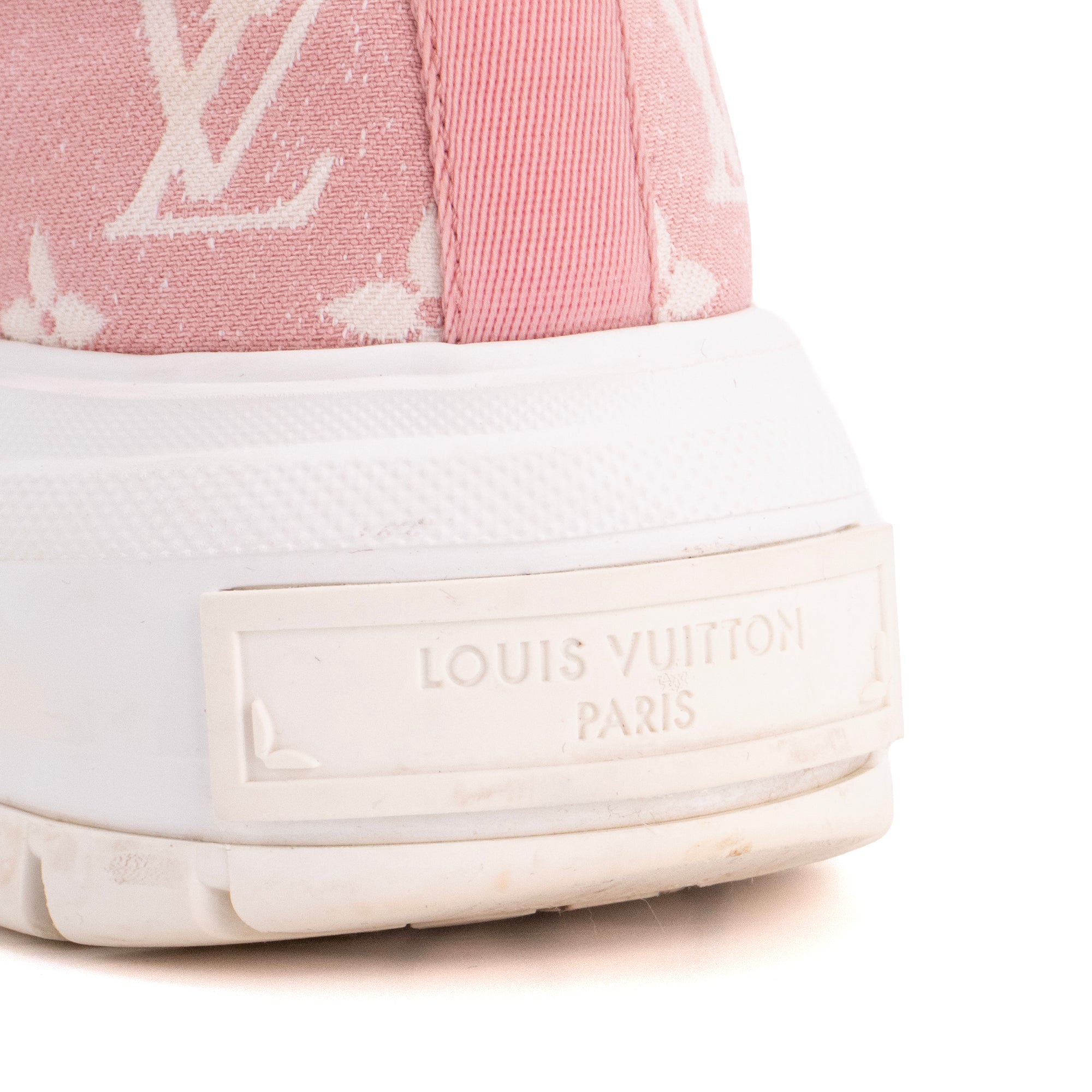 LOUIS VUITTON - Sneakers Squad Low Louis Vuitton en denim rose et blanc (T35)