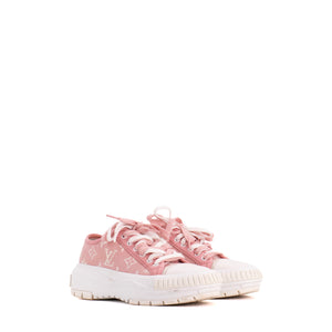 LOUIS VUITTON - Sneakers Squad Low Louis Vuitton en denim rose et blanc (T35)