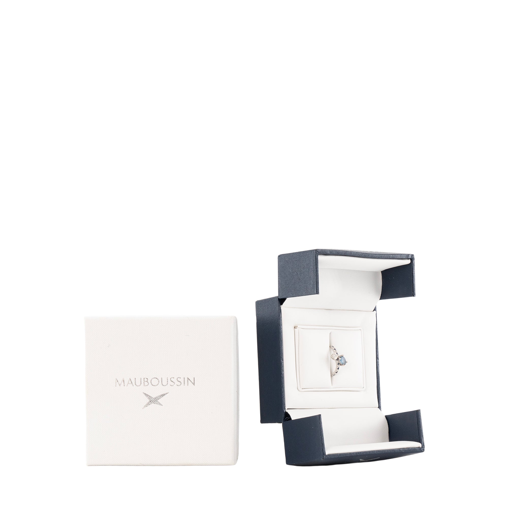 MAUBOUSSIN - Bague Toi & Moi Mauboussin en or blanc avec diamants & saphirs (T52)