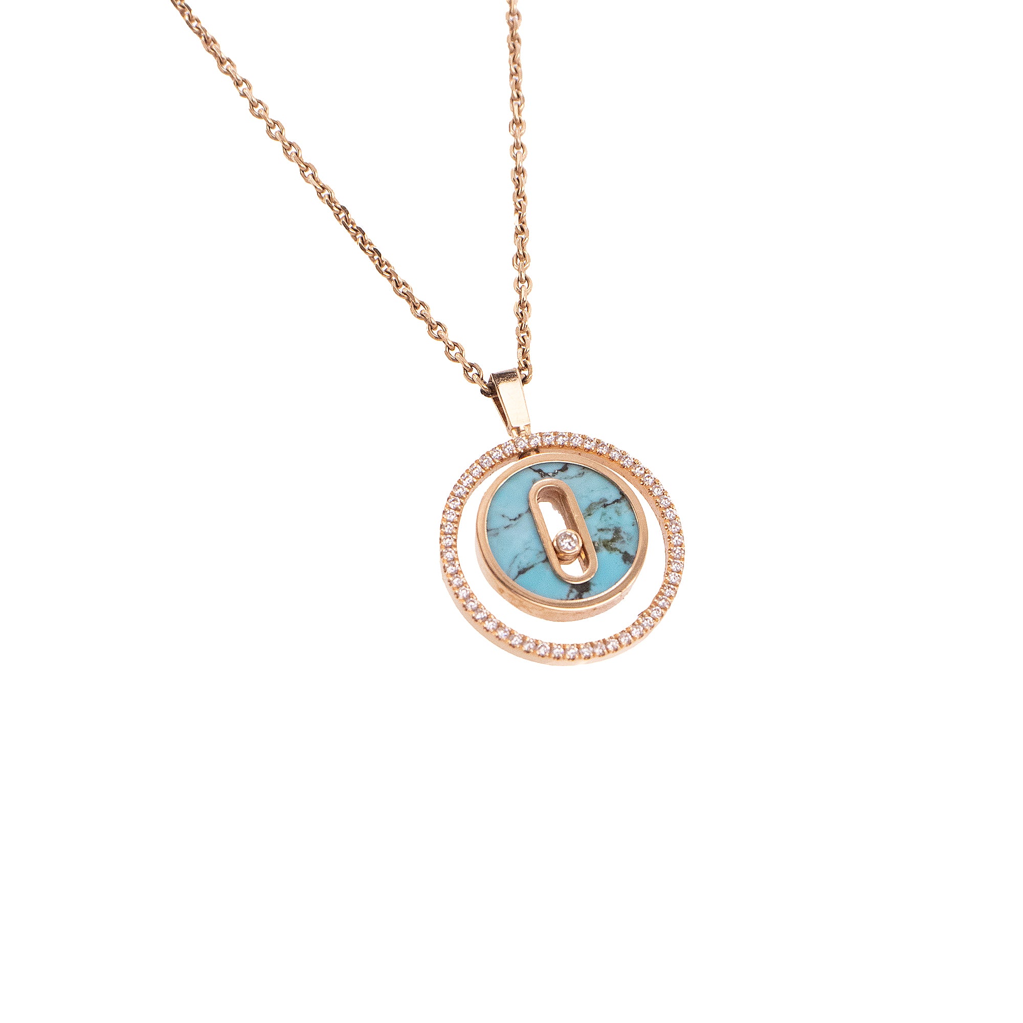MESSIKA - Collier Lucky Move PM Messika en or rose et pierre turquoise