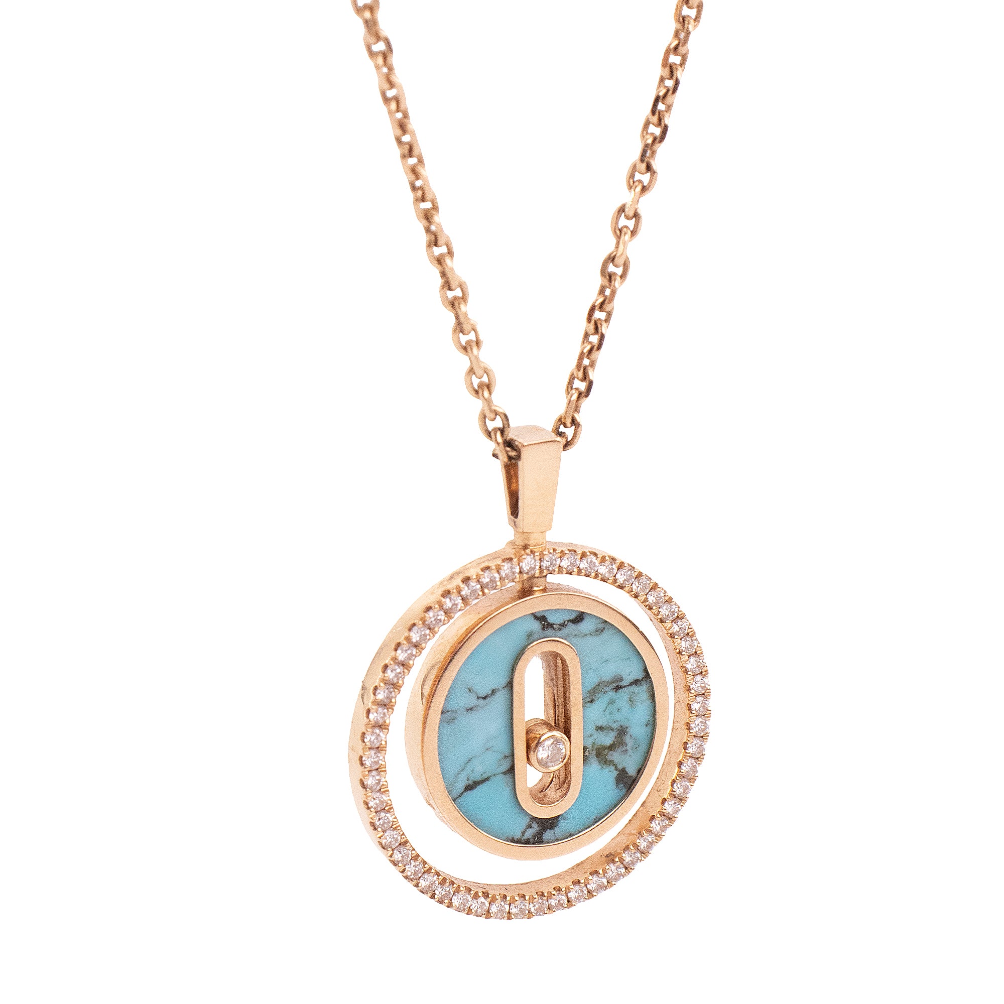 MESSIKA - Collier Lucky Move PM Messika en or rose et pierre turquoise