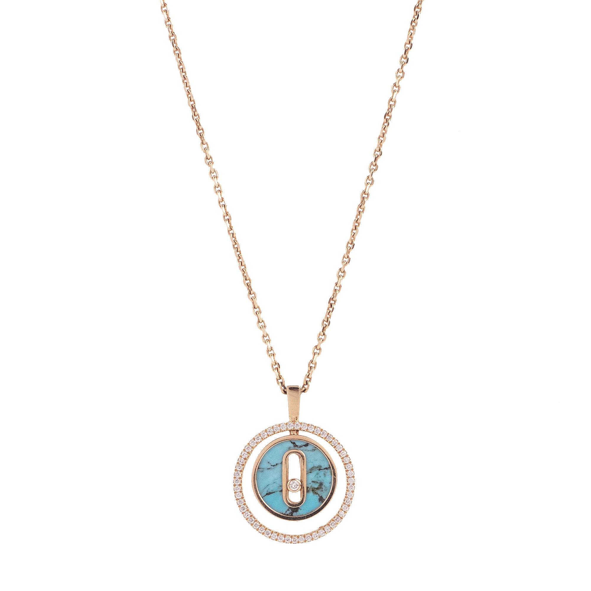 MESSIKA - Collier Lucky Move PM Messika en or rose et pierre turquoise