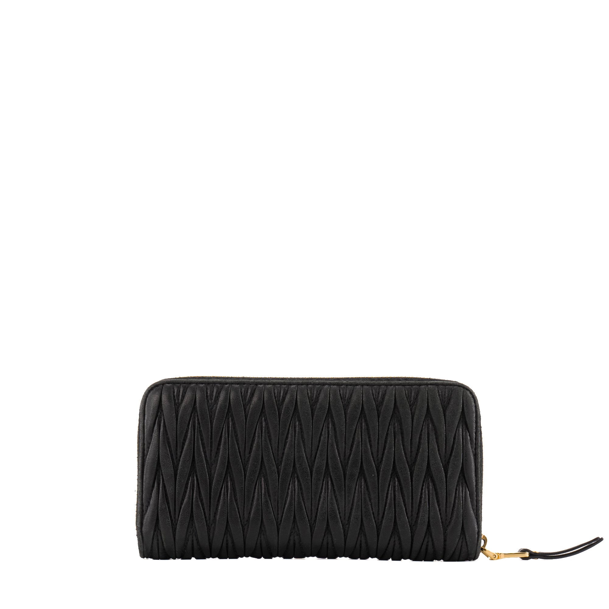 MIU MIU - Portefeuille Miu Miu en cuir nappa matelassé noir