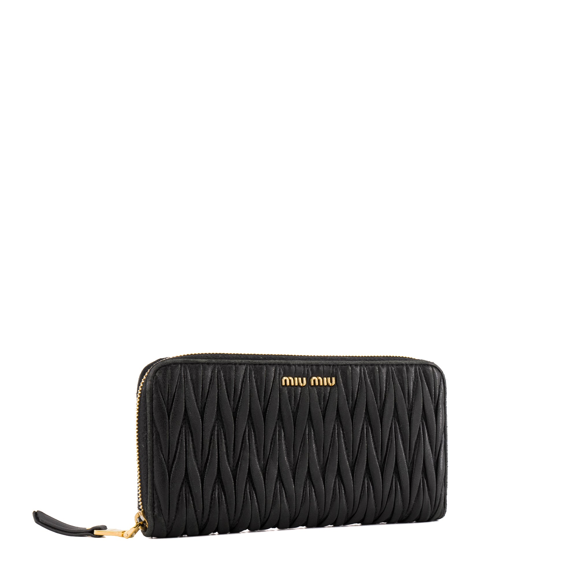 MIU MIU - Portefeuille Miu Miu en cuir nappa matelassé noir