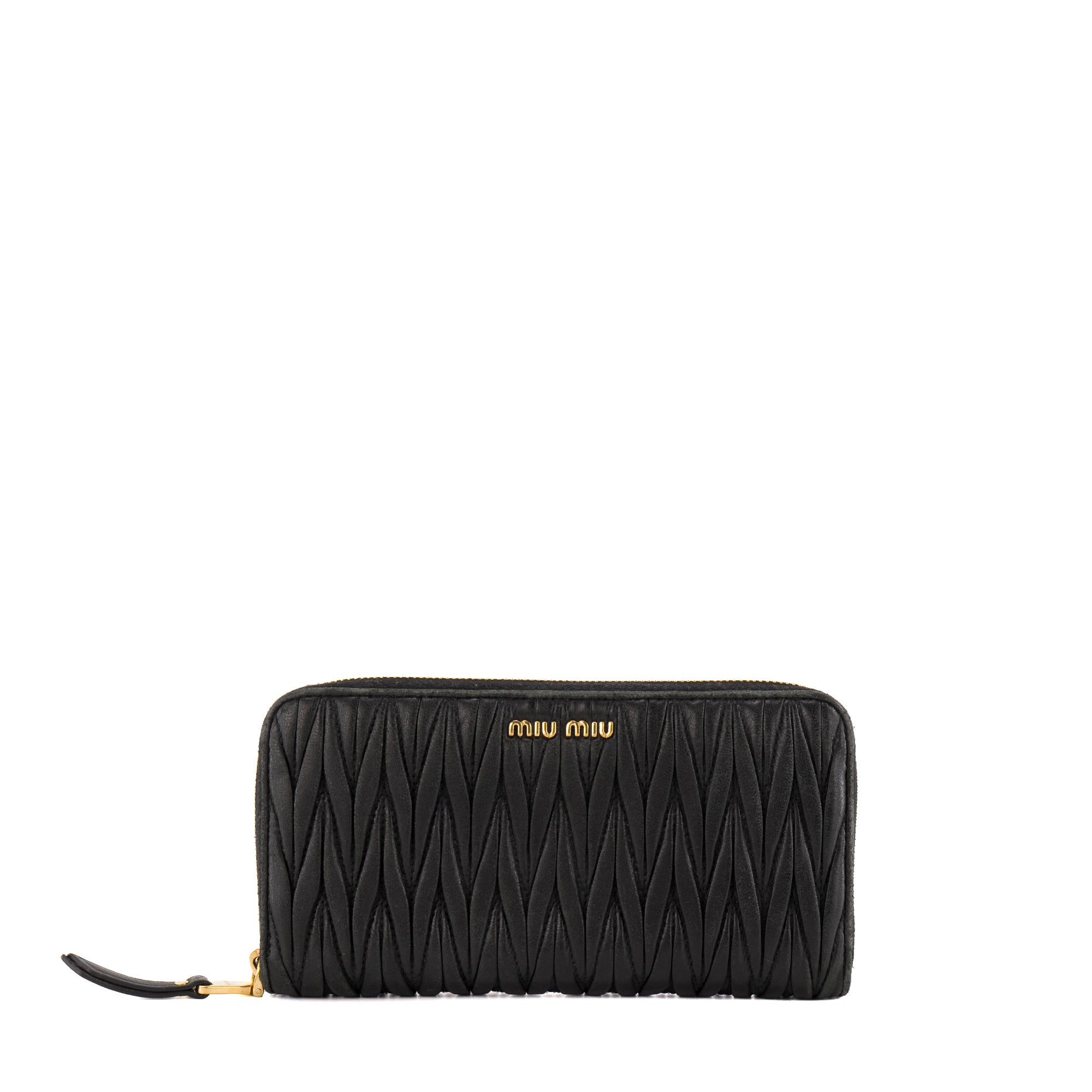 MIU MIU - Portefeuille Miu Miu en cuir nappa matelassé noir