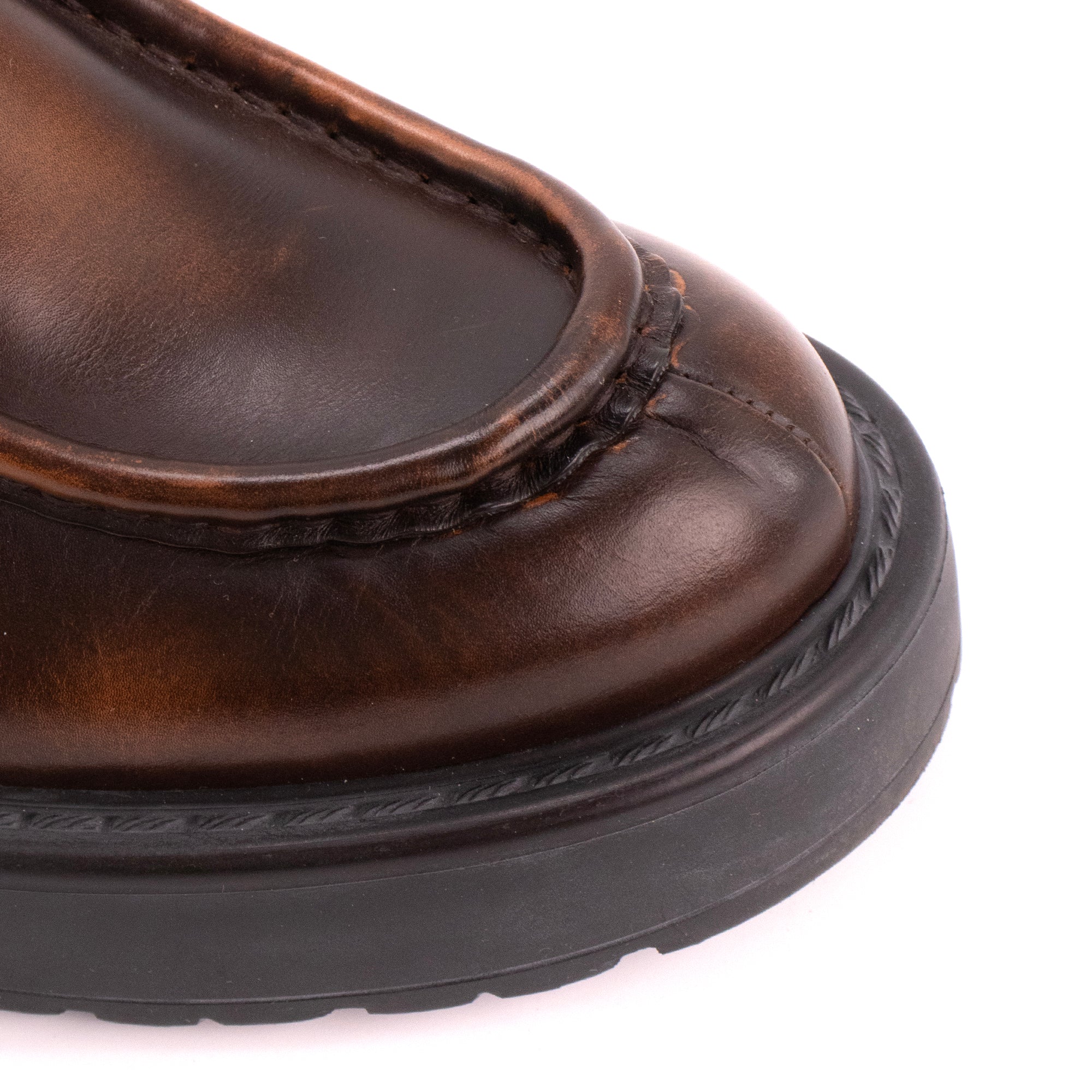 MIU MIU - Mocassins à lacets Miu Miu en cuir fumé marron (T37,5)
