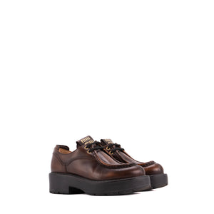 MIU MIU - Mocassins à lacets Miu Miu en cuir fumé marron (T37,5)