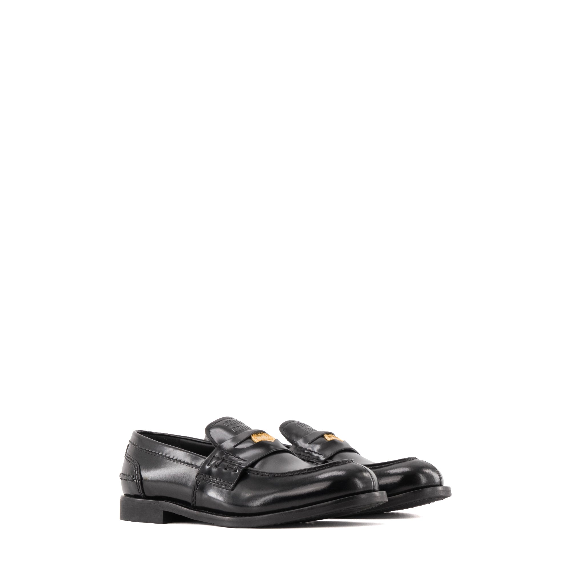 MIU MIU - Mocassins Miu Miu en cuir brossé noir (T37)