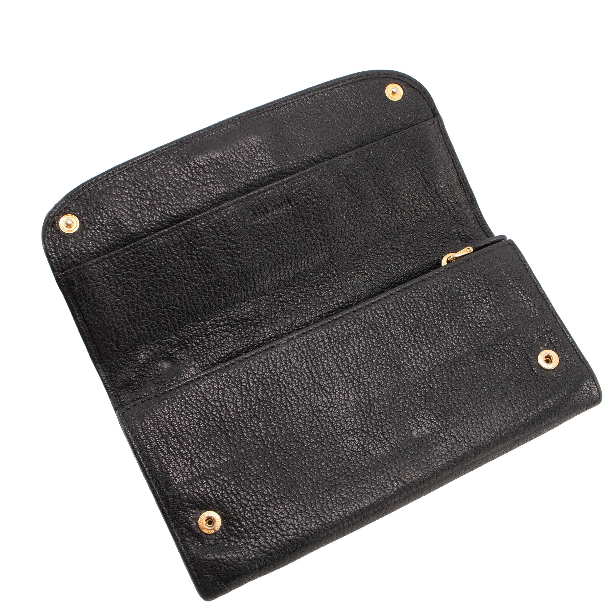 MIU MIU - Portefeuille Miu Miu en cuir grainé noir