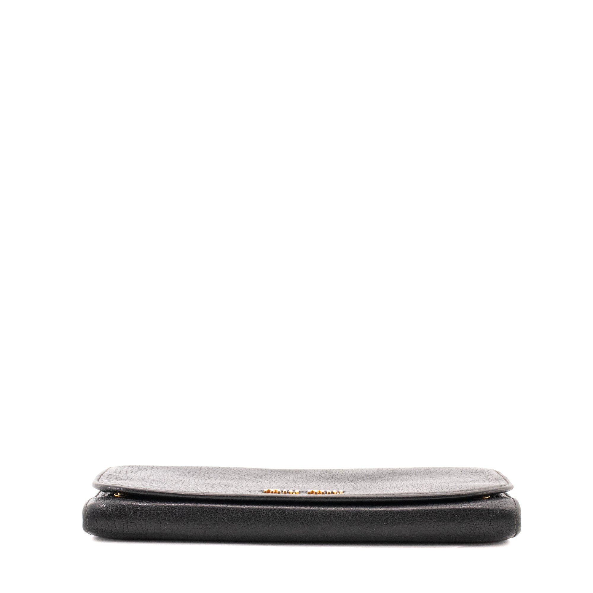 MIU MIU - Portefeuille Miu Miu en cuir grainé noir