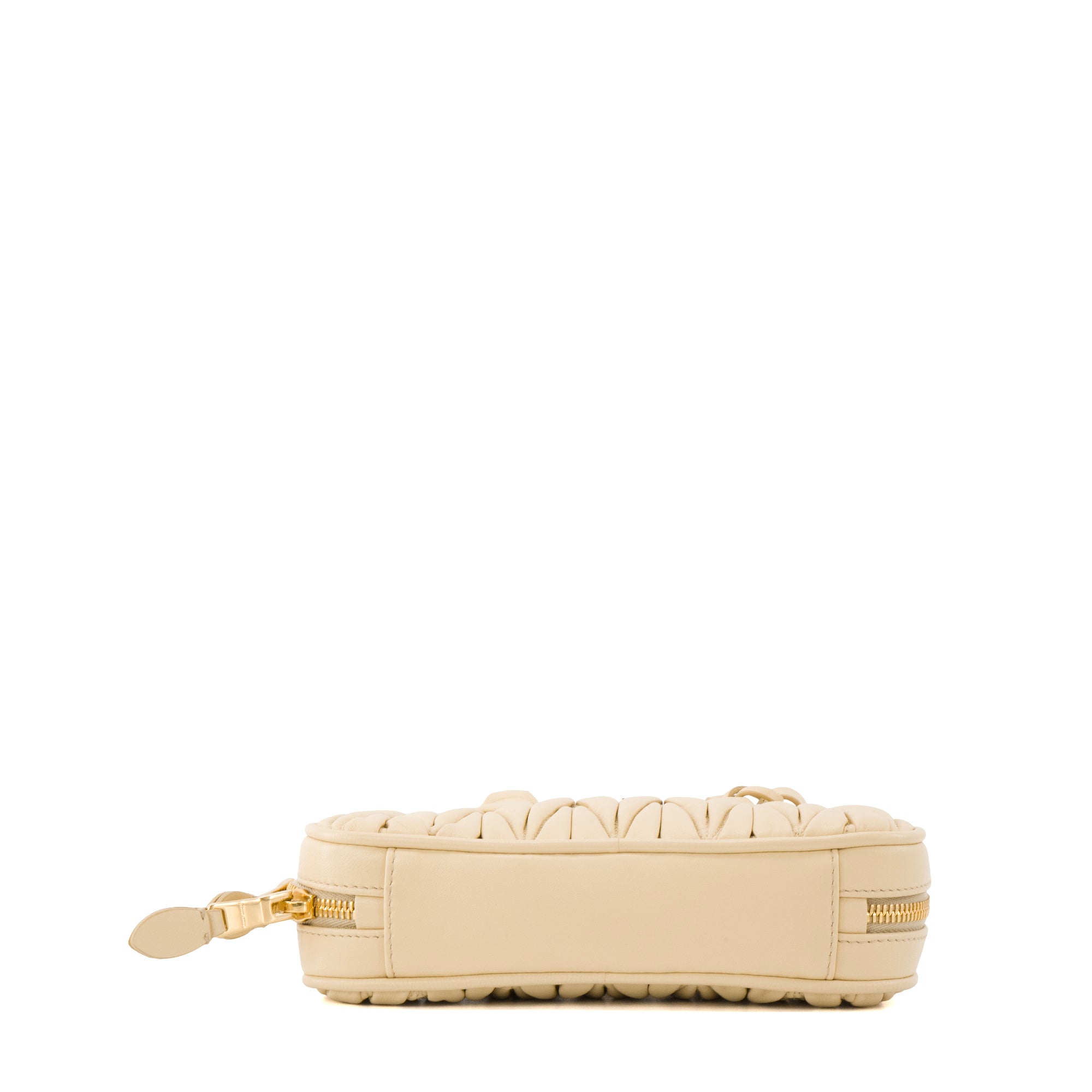 MIU MIU - Sac à bandoulière Arcadie mini Miu Miu en cuir matelassé jaune pâle