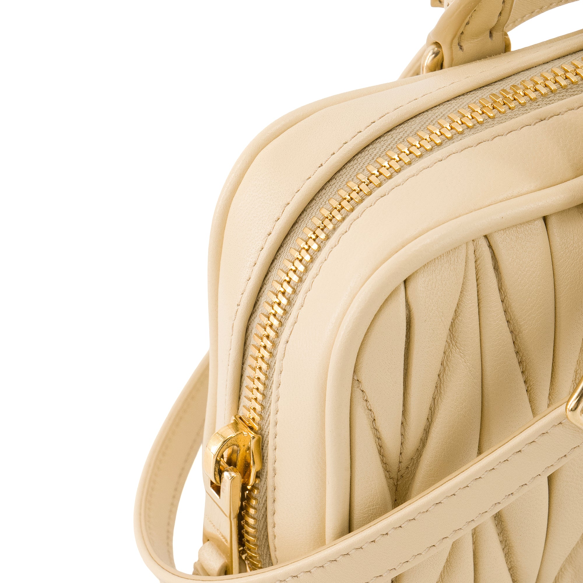 MIU MIU - Sac à bandoulière Arcadie mini Miu Miu en cuir matelassé jaune pâle