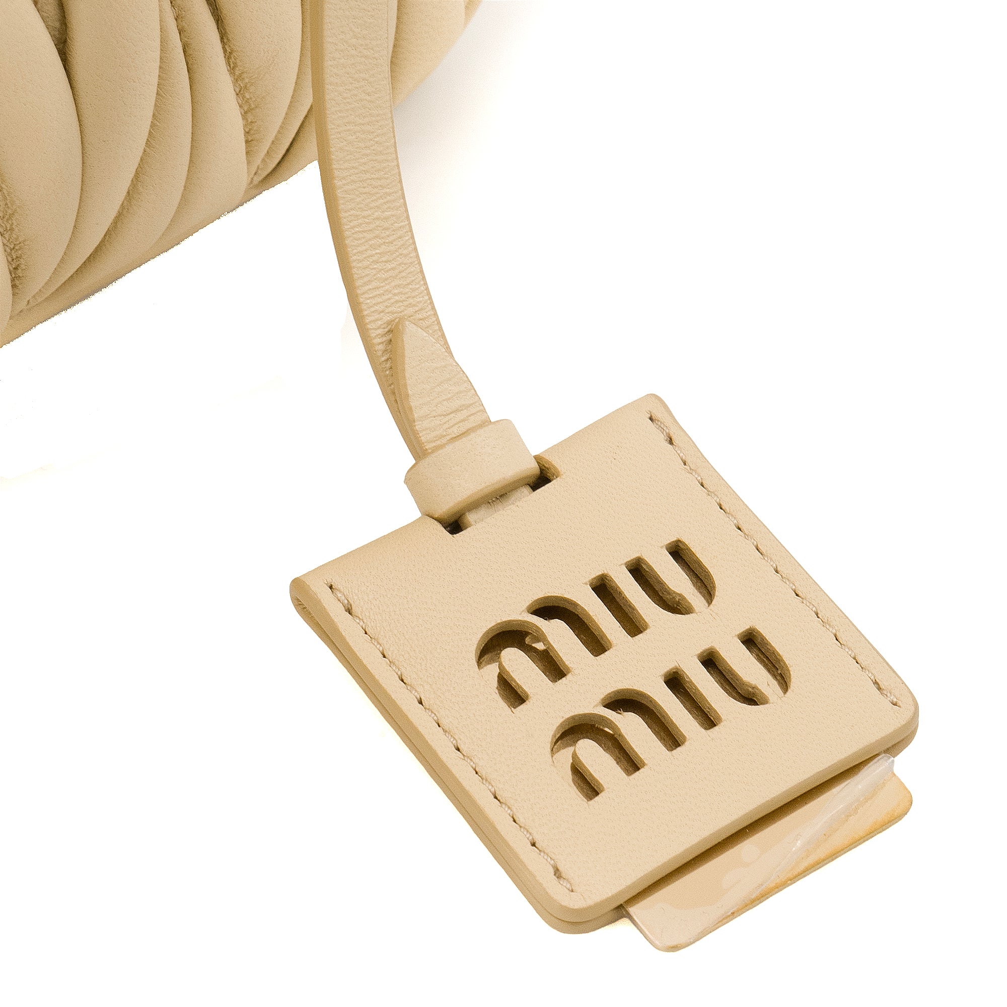 MIU MIU - Sac à bandoulière Arcadie mini Miu Miu en cuir matelassé jaune pâle