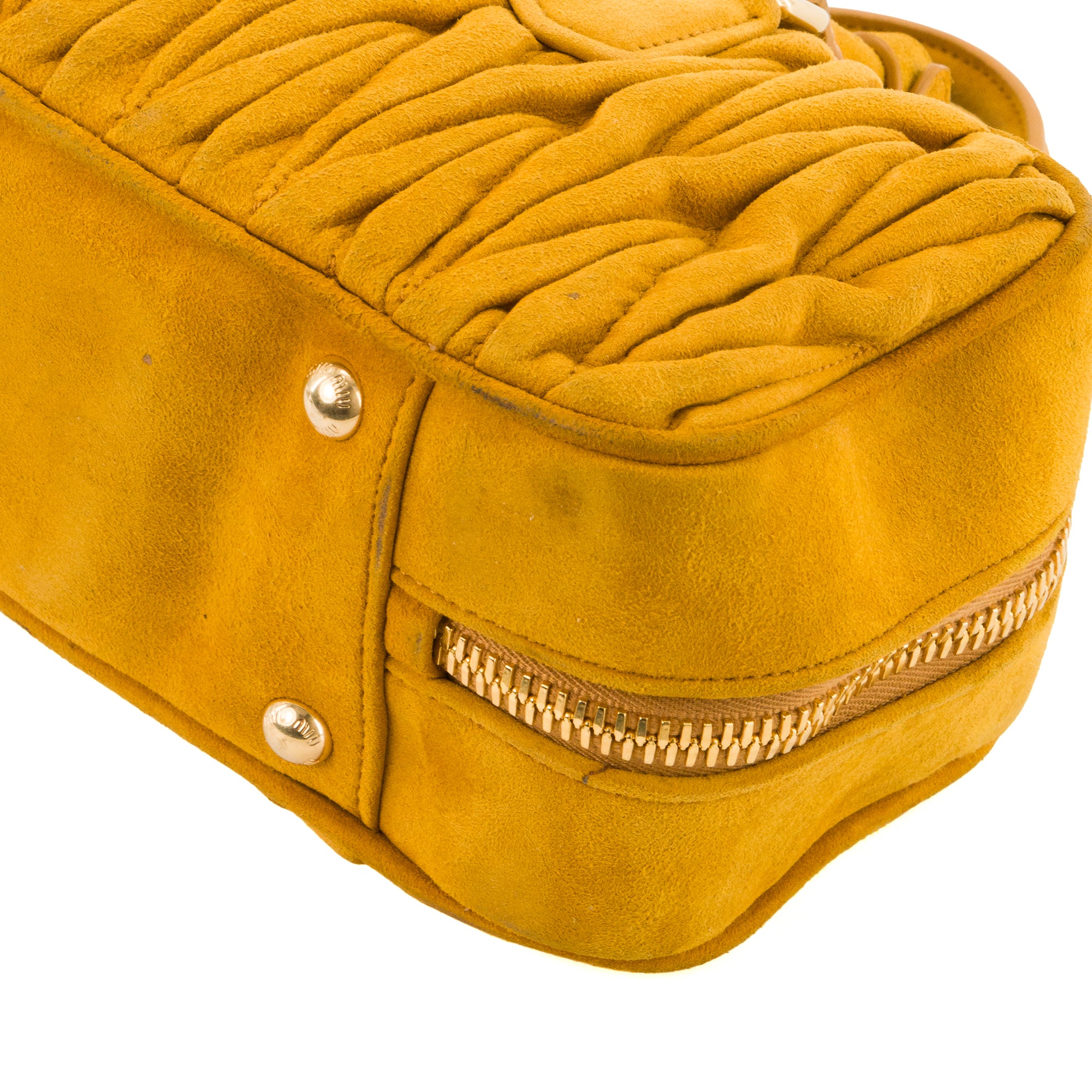 MIU MIU - Sac à main Arcadie Miu Miu en daim jaune moutarde
