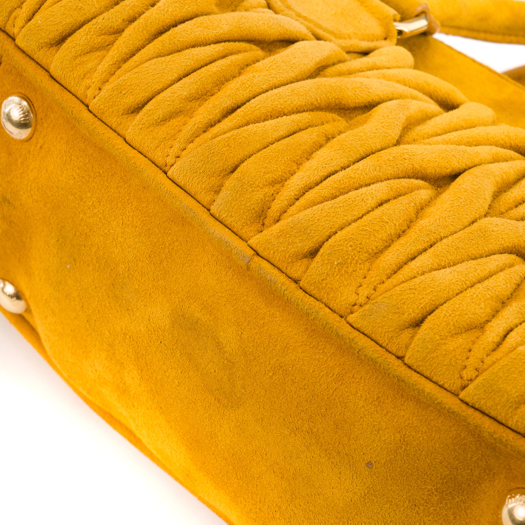 MIU MIU - Sac à main Arcadie Miu Miu en daim jaune moutarde